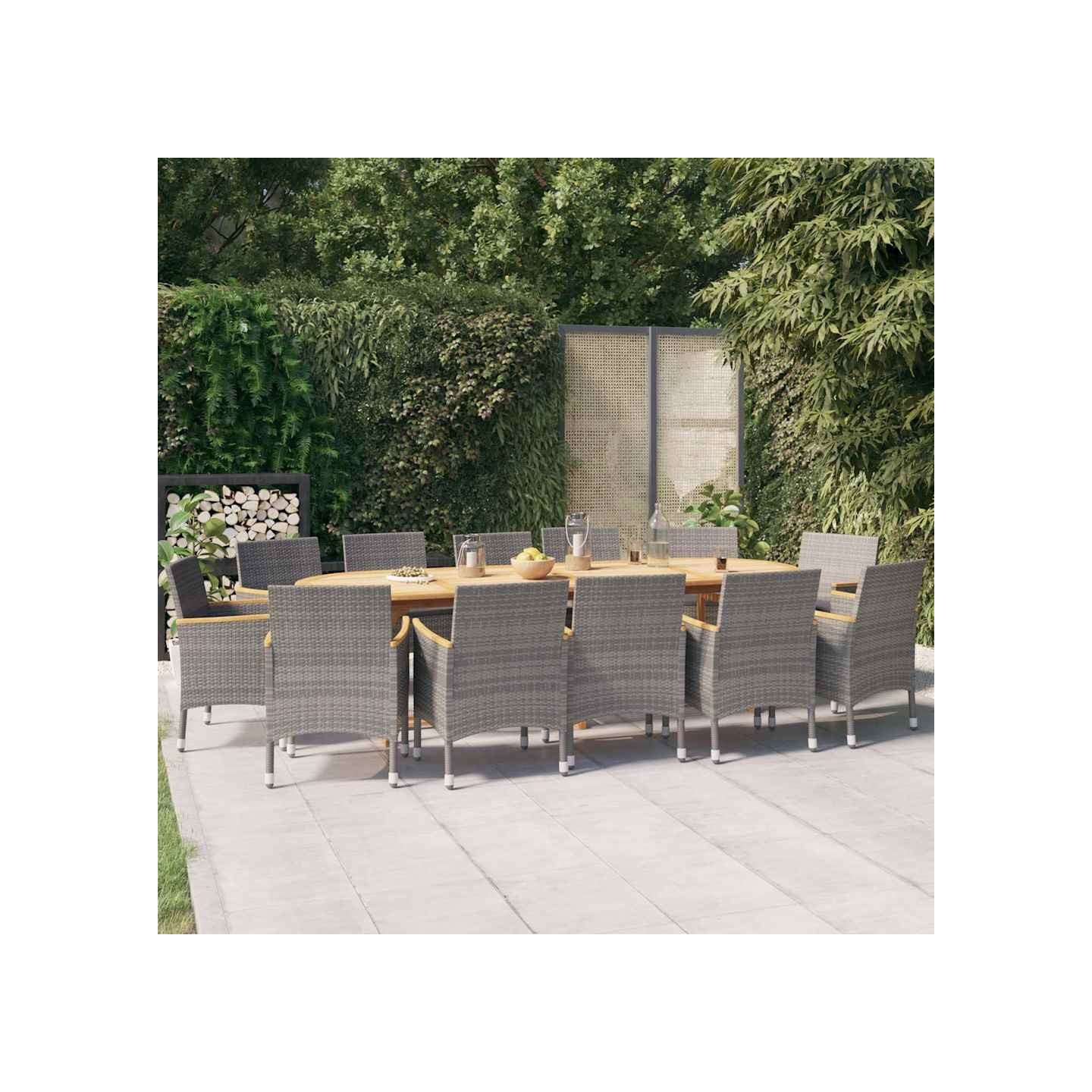 Ensemble à manger de jardin 13 pcs avec coussins Gris