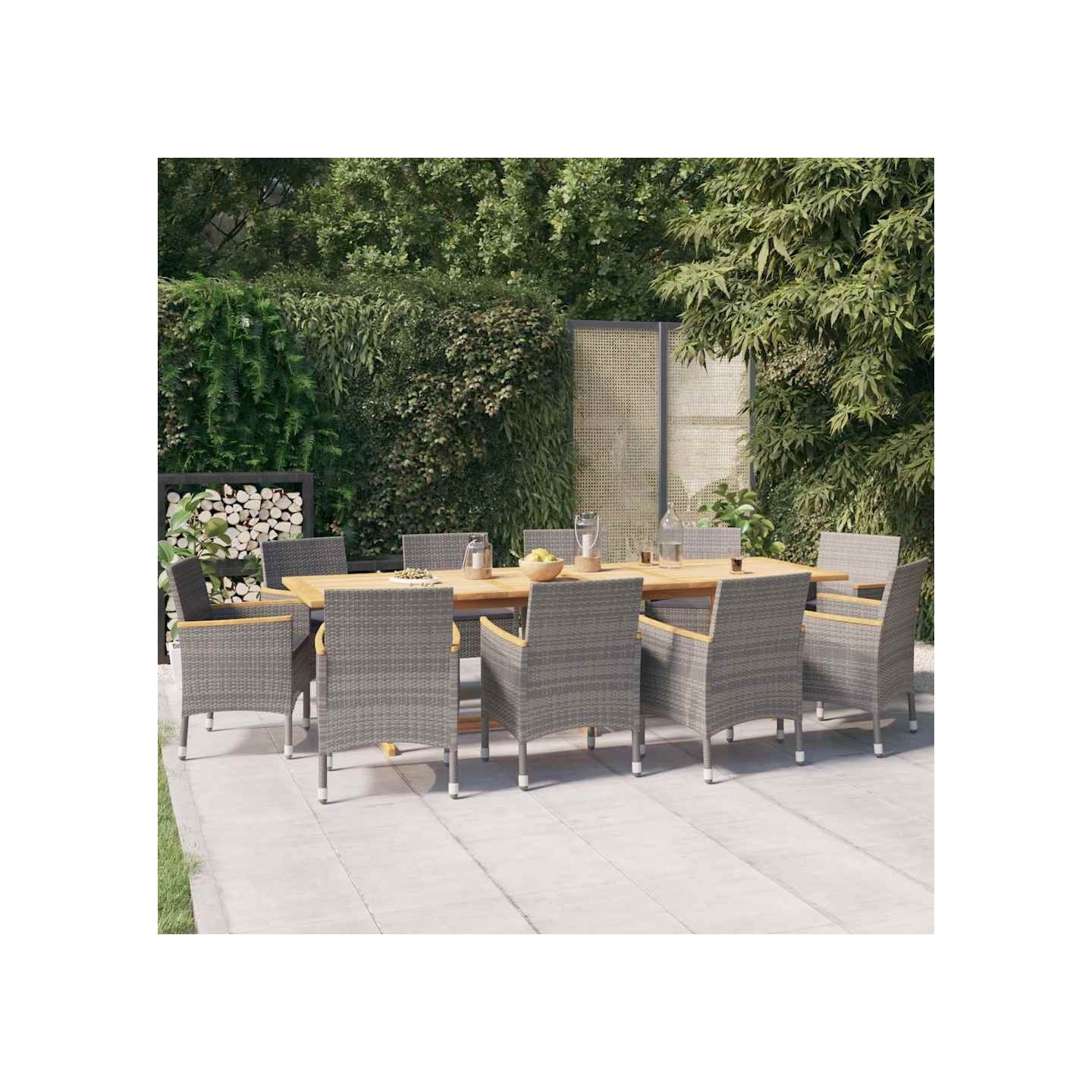Ensemble à manger de jardin 11 pcs avec coussins Gris