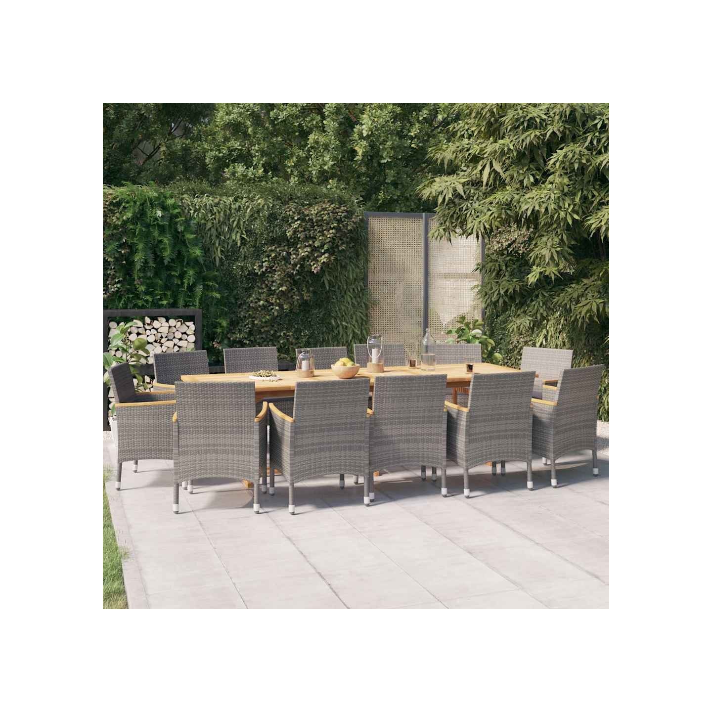Ensemble à manger de jardin 13 pcs avec coussins Gris