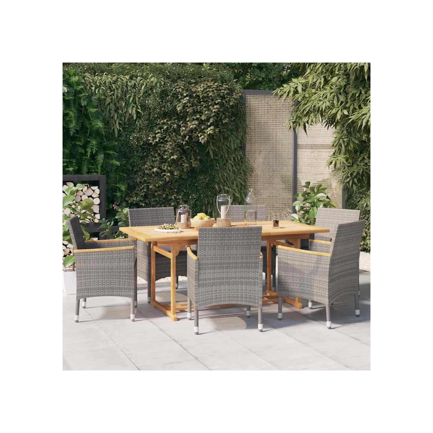 Ensemble à manger de jardin 7 pcs avec coussins Gris