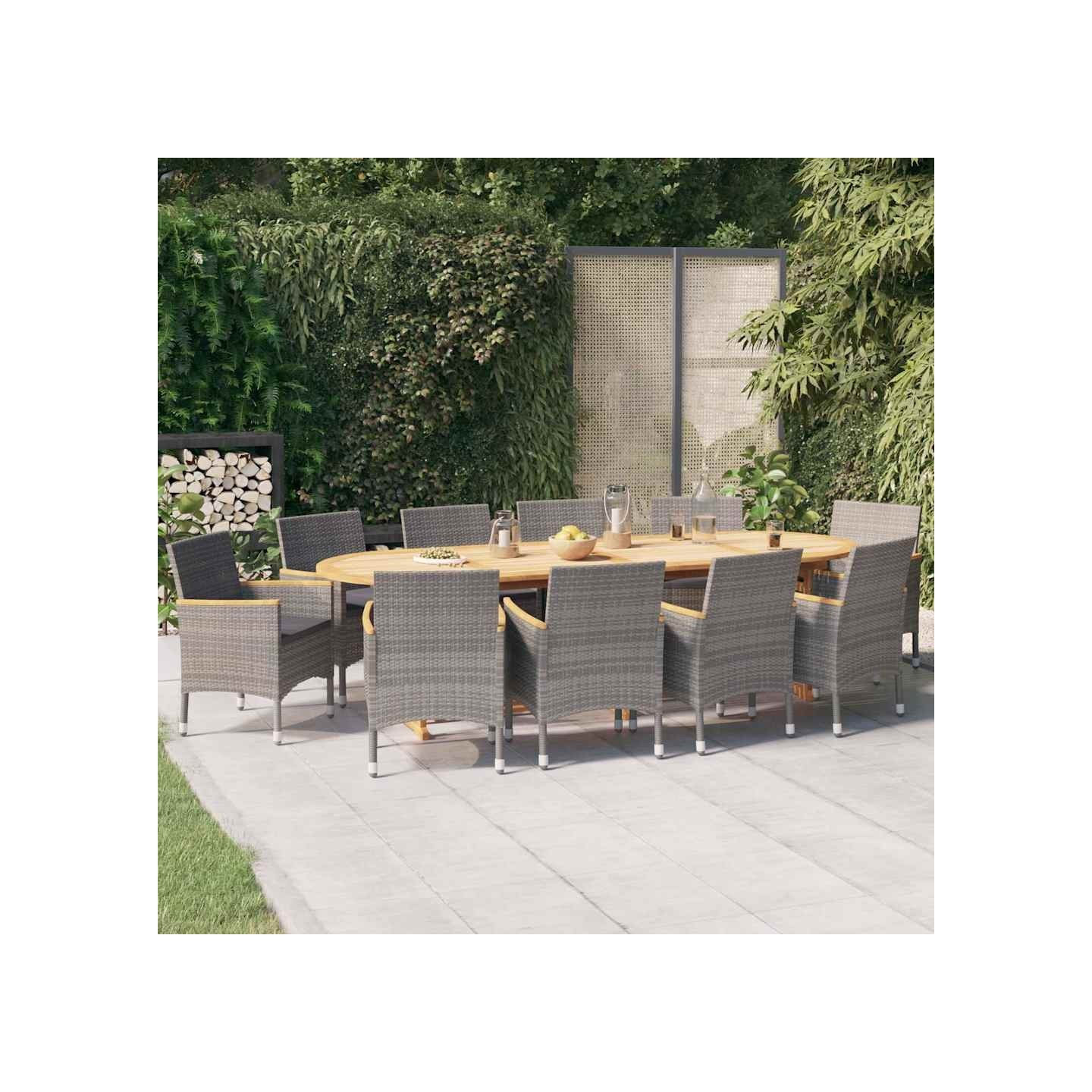 Ensemble à manger de jardin 11 pcs avec coussins Gris