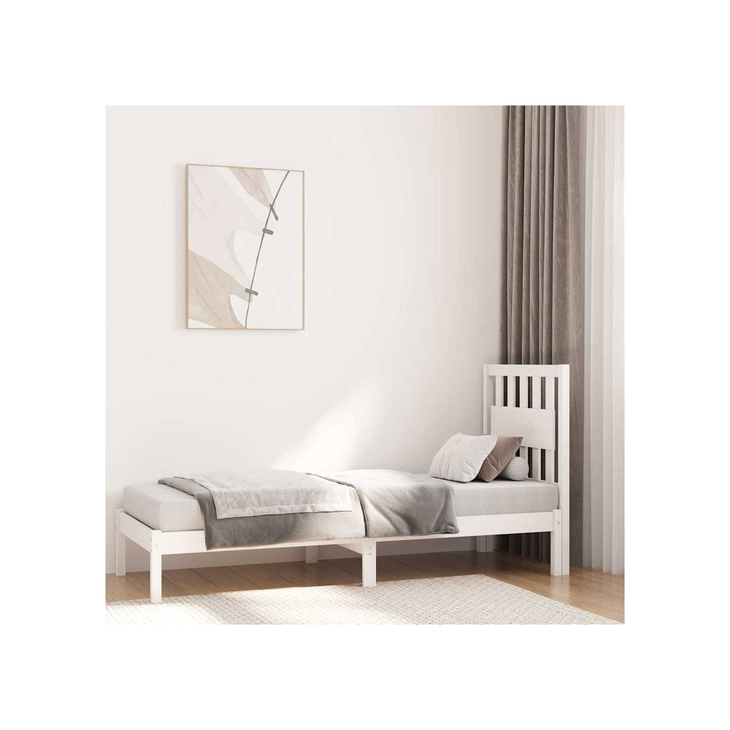 Cadre de lit sans matelas blanc bois massif