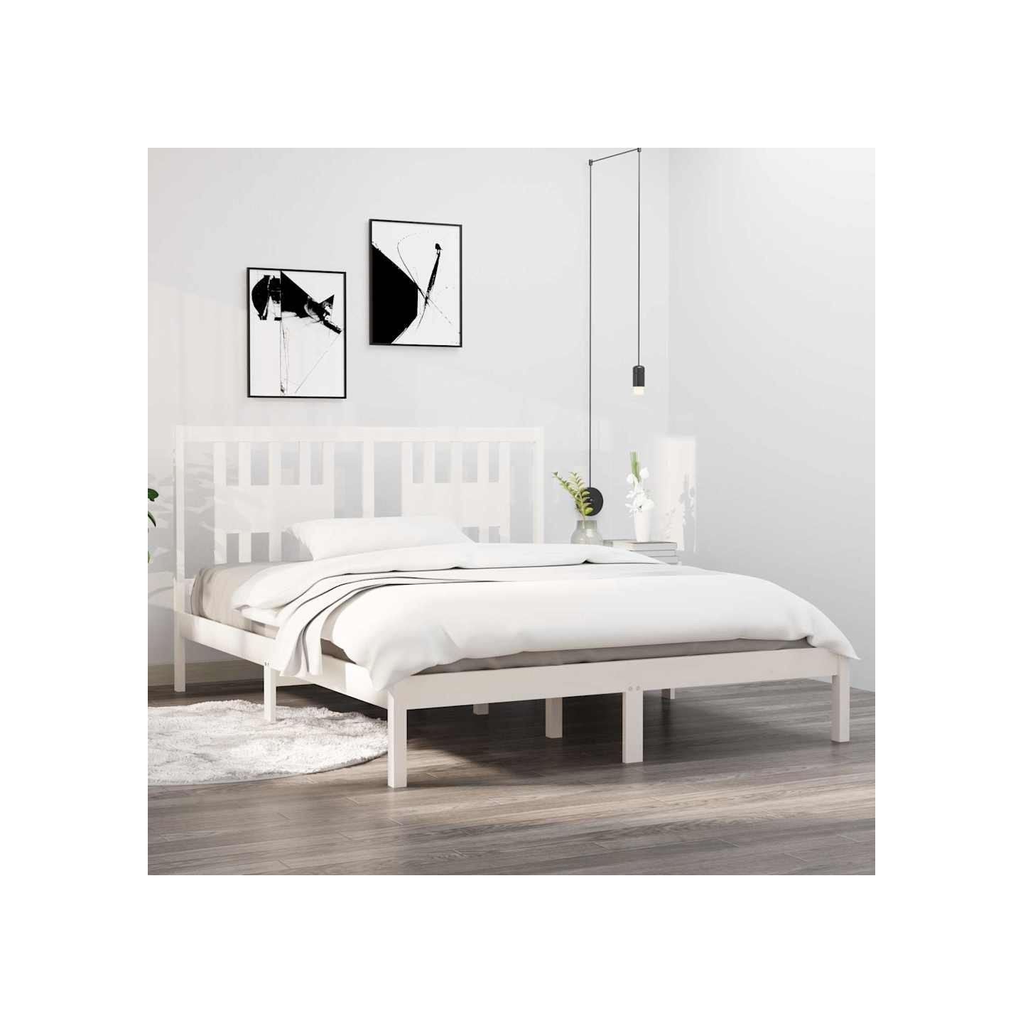 Cadre de lit sans matelas blanc bois massif 140x200 cm