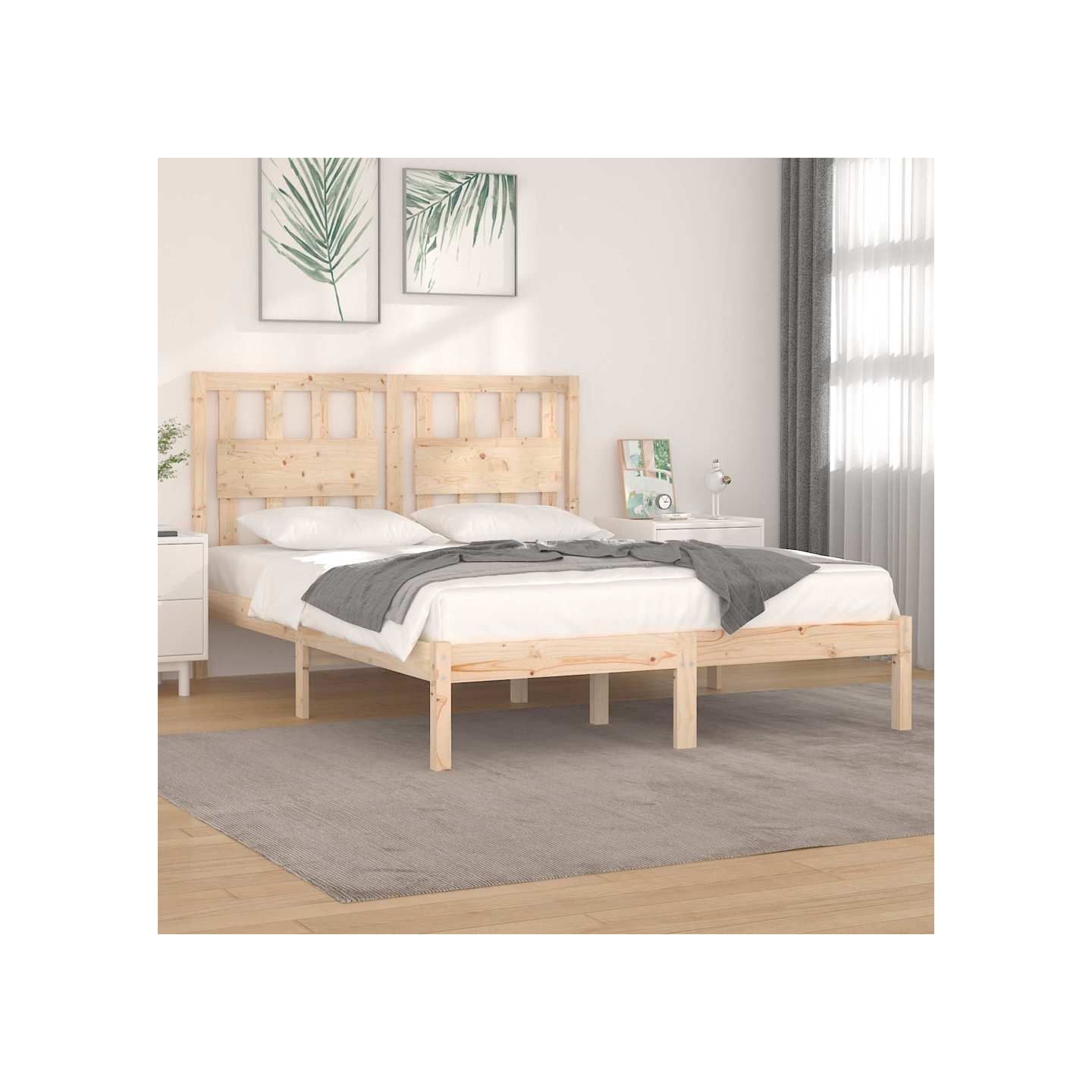 Cadre de lit sans matelas bois de pin massif 160x200 cm