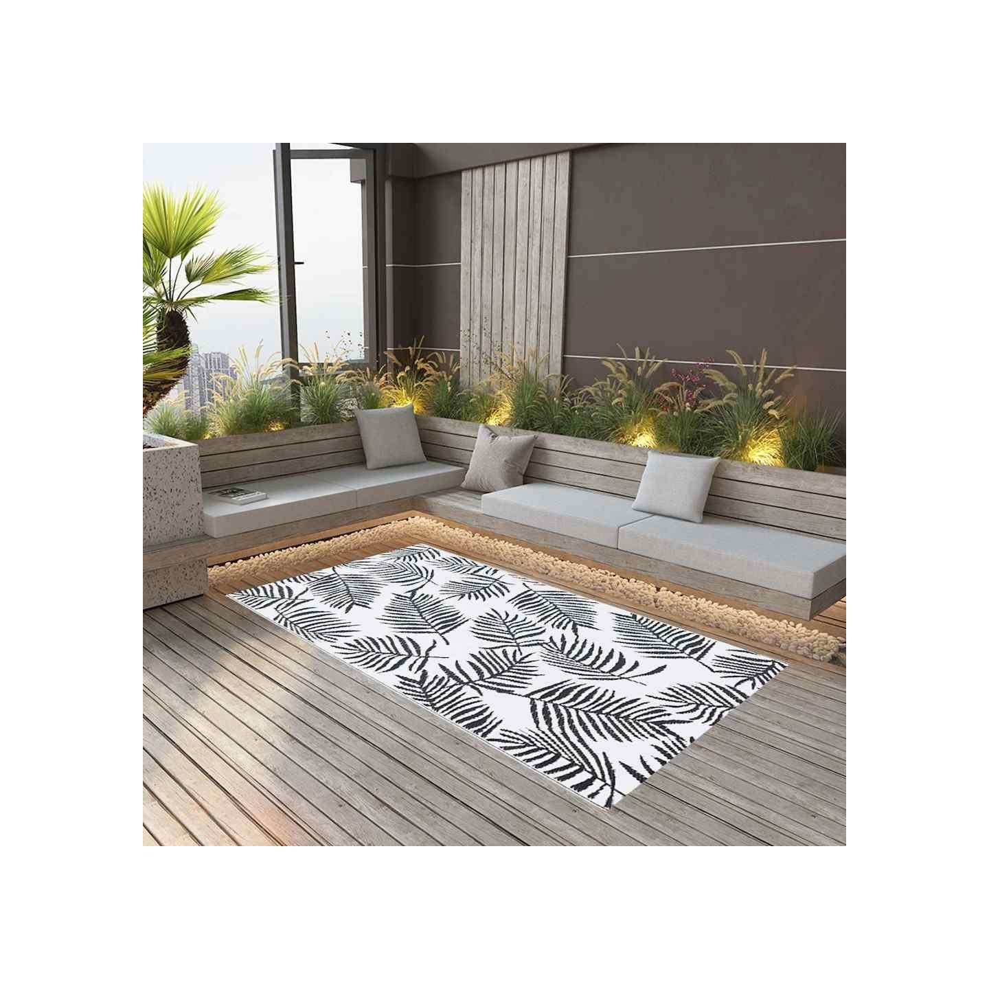 Tapis d'extérieur ARAKIL Blanc et noir 190x290 cm PP