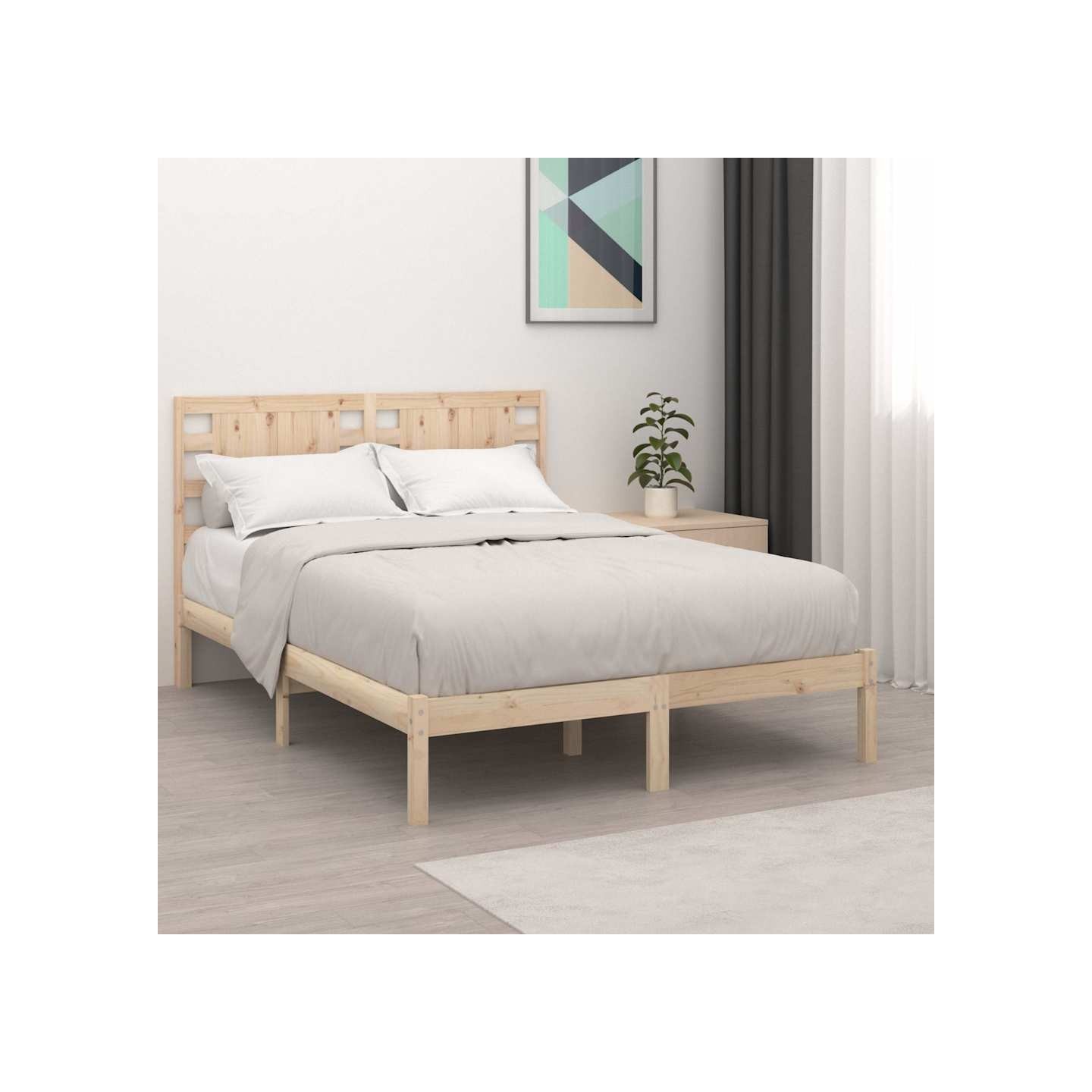 Cadre de lit sans matelas 135x190 cm bois massif