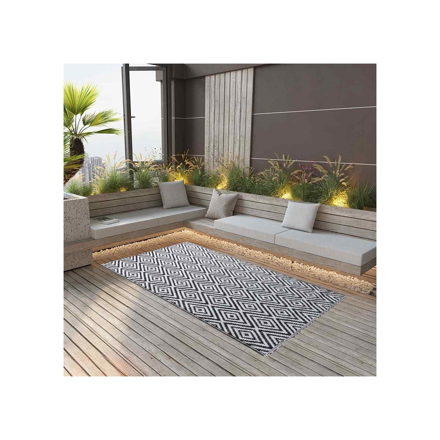 Tapis d'extérieur ARAKIL Blanc et noir 160x230 cm PP