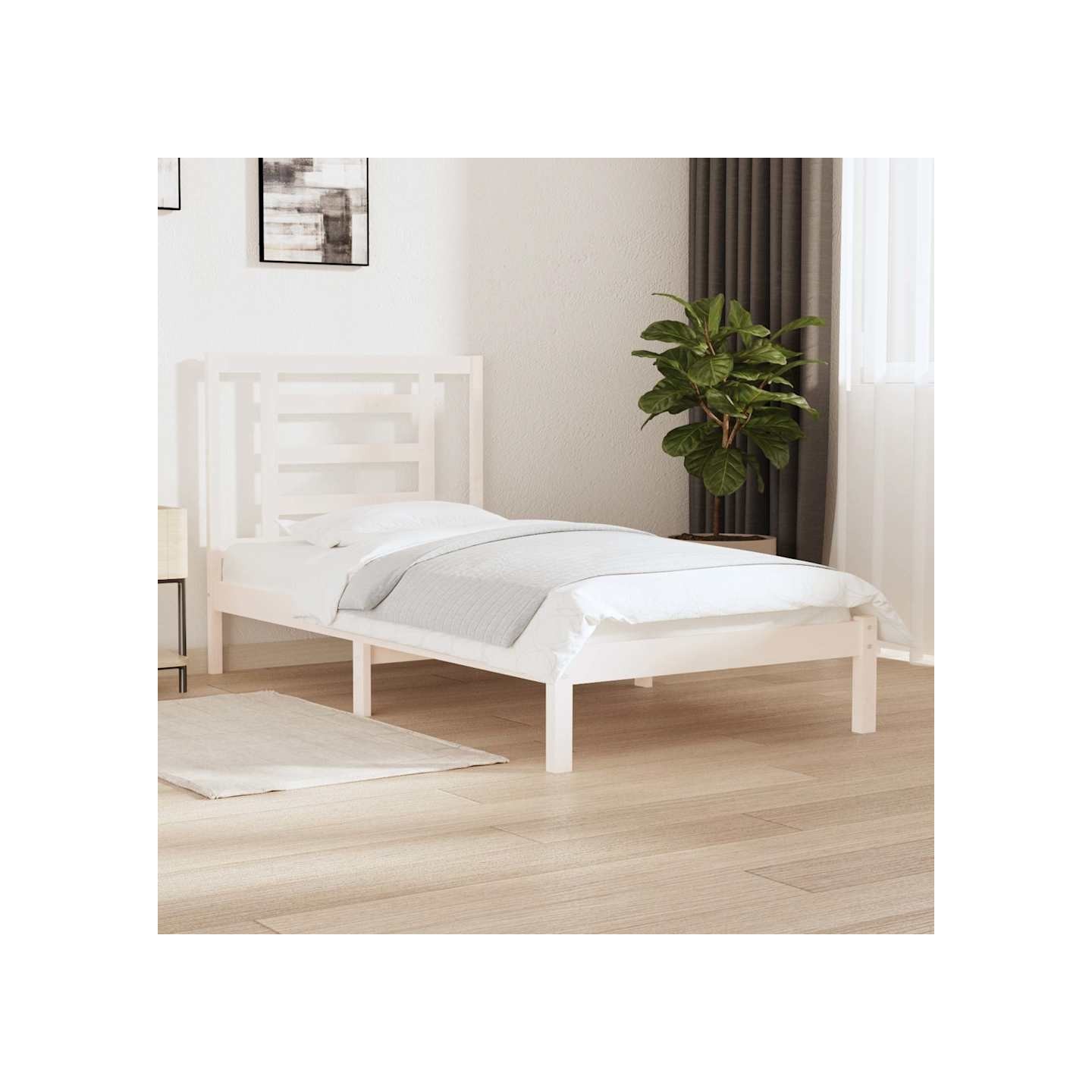 Cadre de lit sans matelas blanc 90x200 cm bois de pin massif