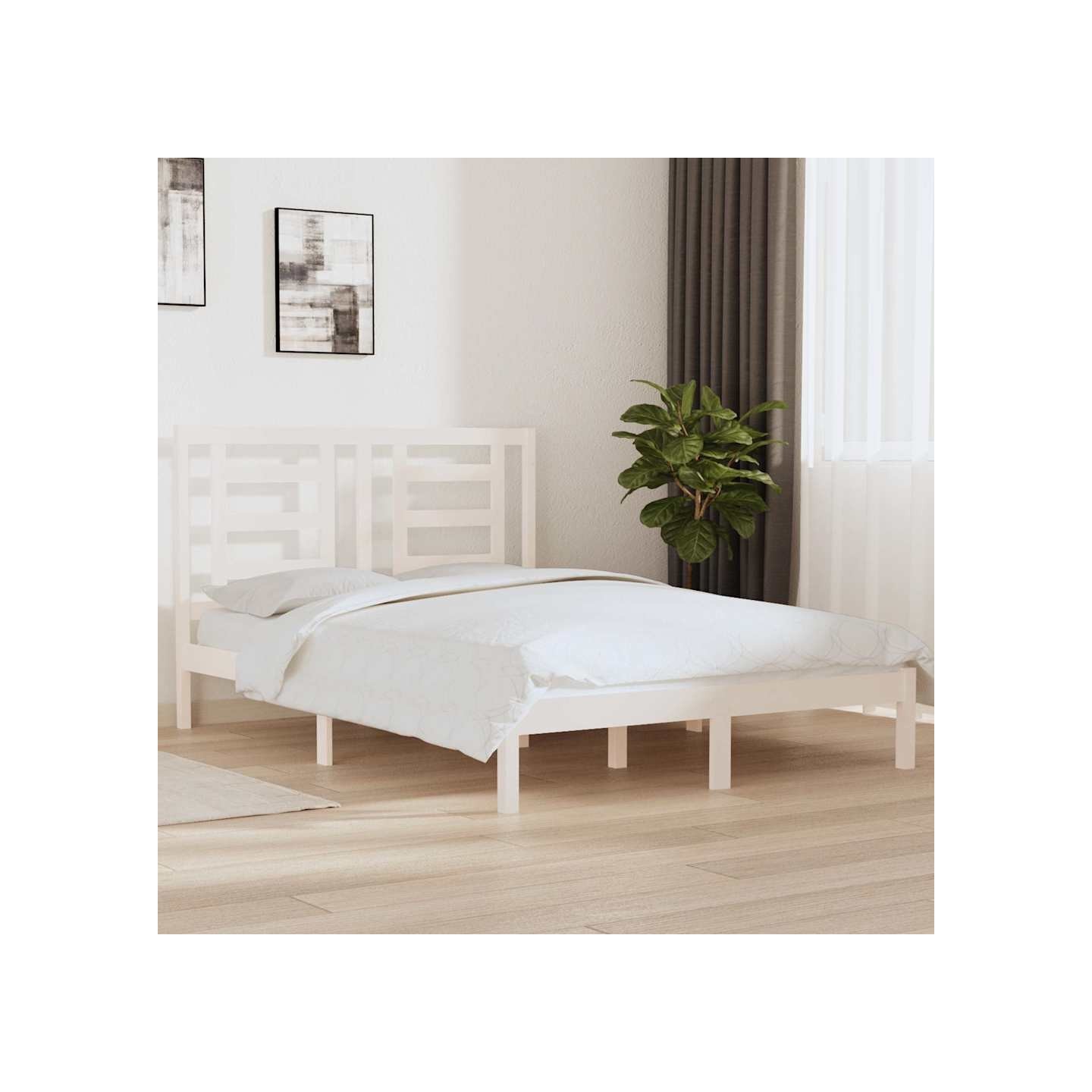 Cadre de lit sans matelas blanc 140x190 cm bois de pin massif