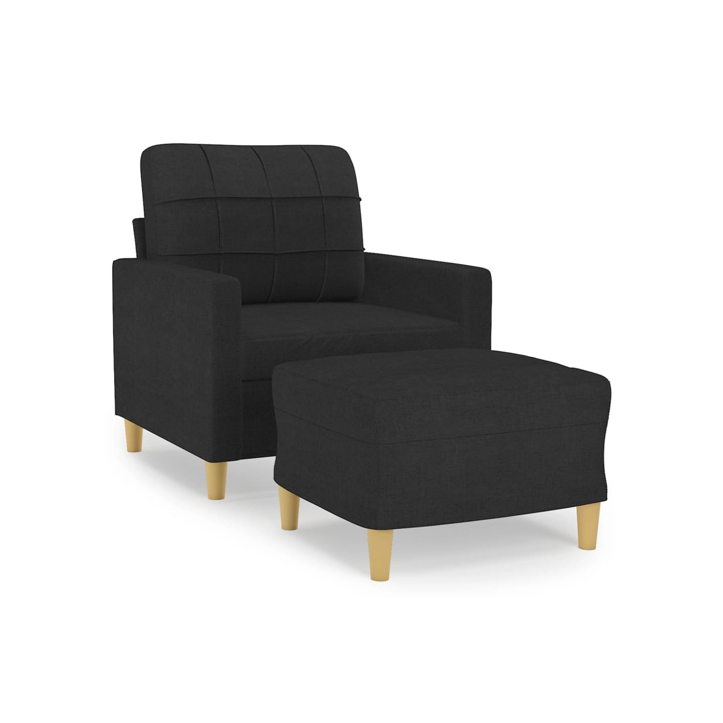 Fauteuil avec repose-pied Noir 60 cm Tissu