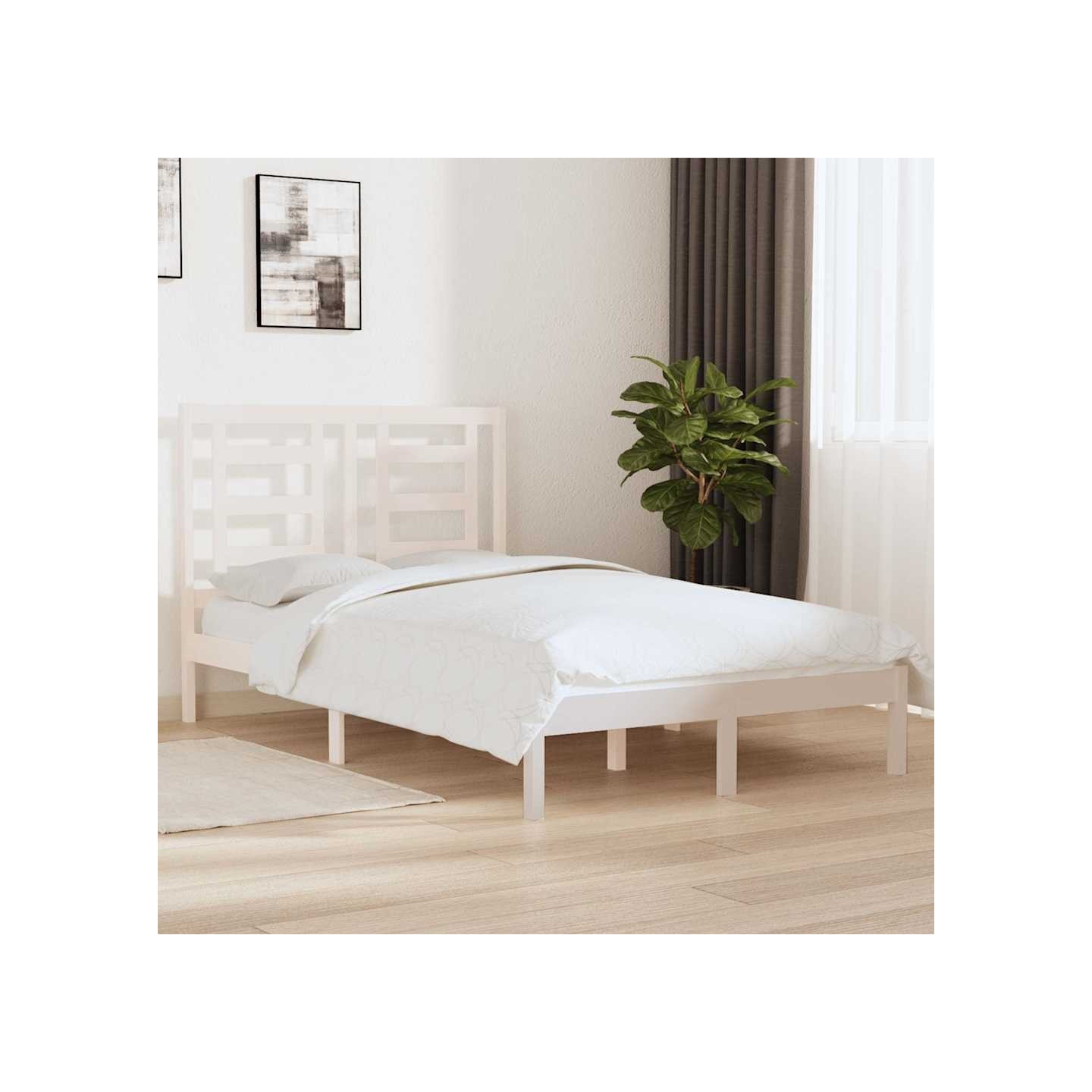 Cadre de lit sans matelas blanc 120x200 cm bois de pin massif