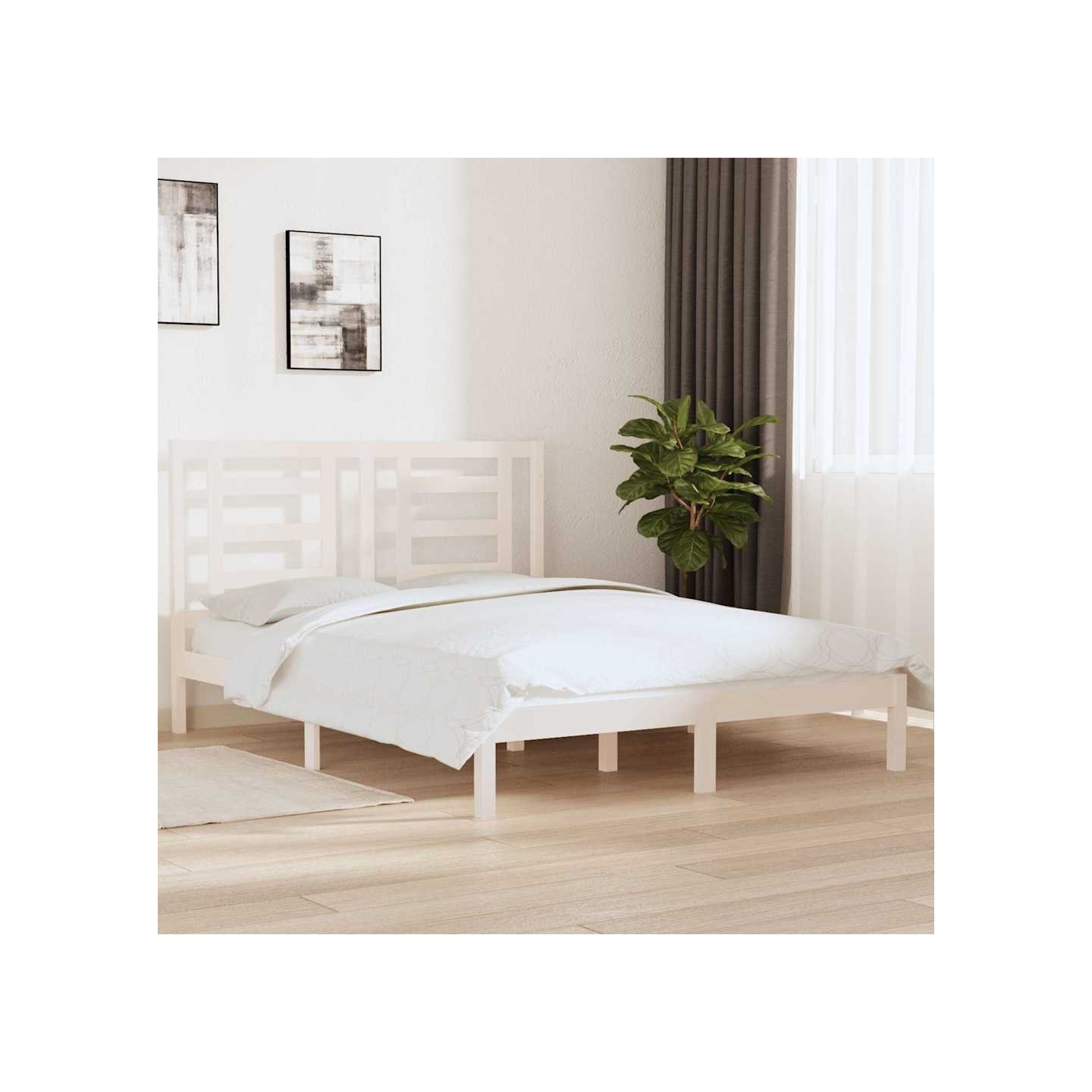 Cadre de lit sans matelas blanc 160x200 cm bois de pin massif