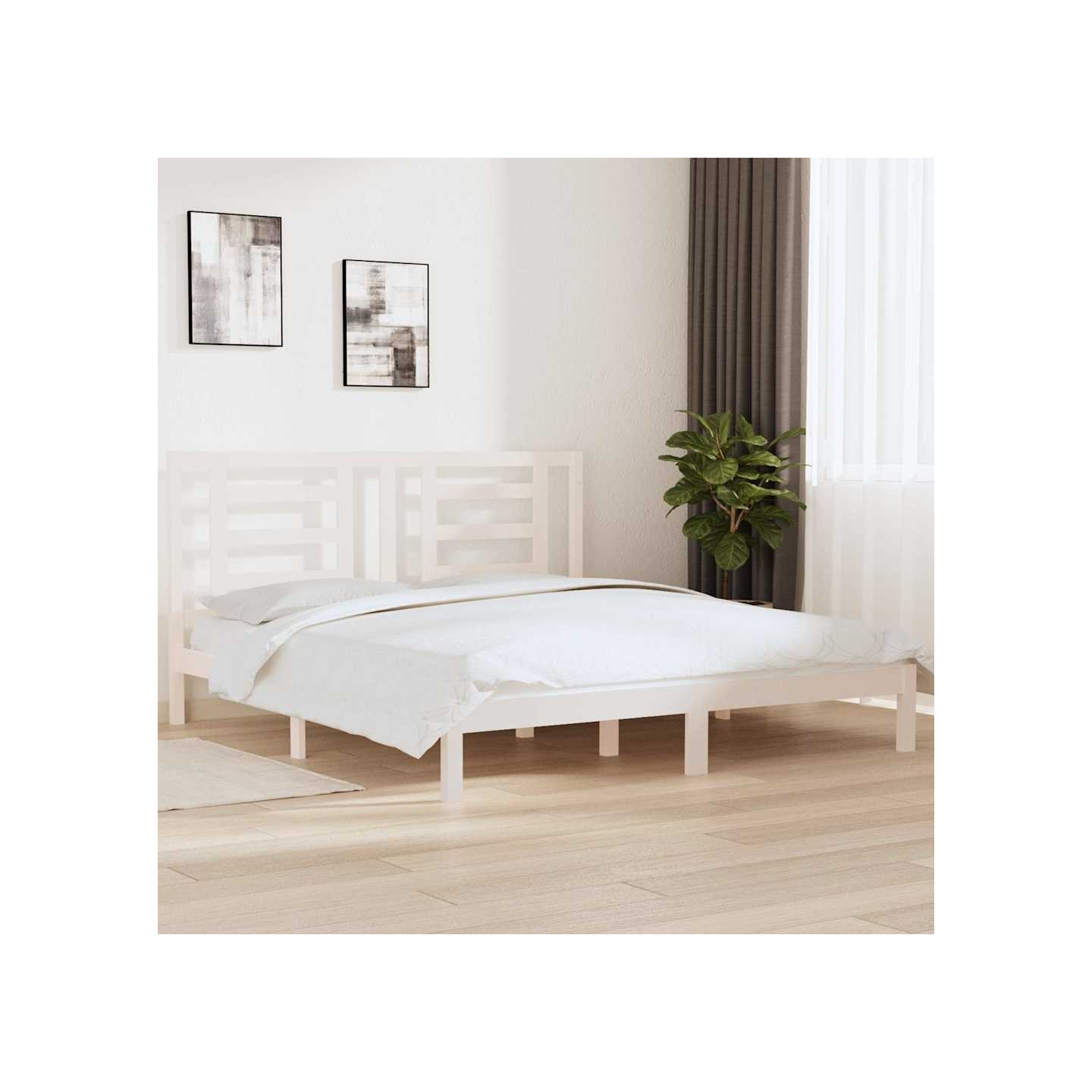 Cadre de lit sans matelas blanc 180x200 cm bois massif