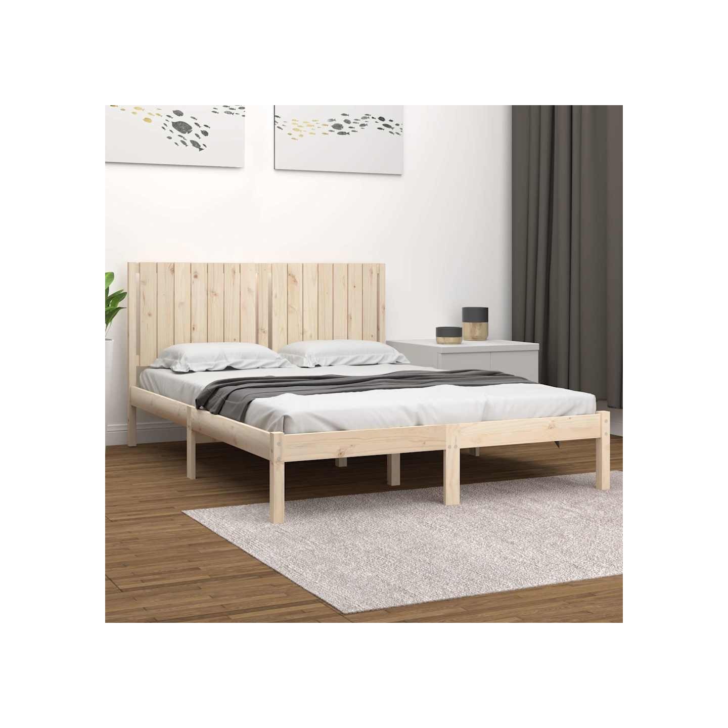 Cadre de lit sans matelas 160x200 cm bois massif de pin