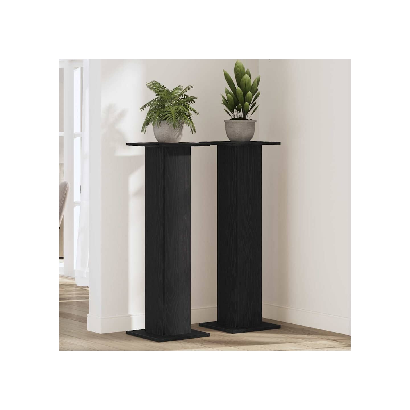 Support de Plante 2 pc Chêne noir 30 x 30 x 95 cm