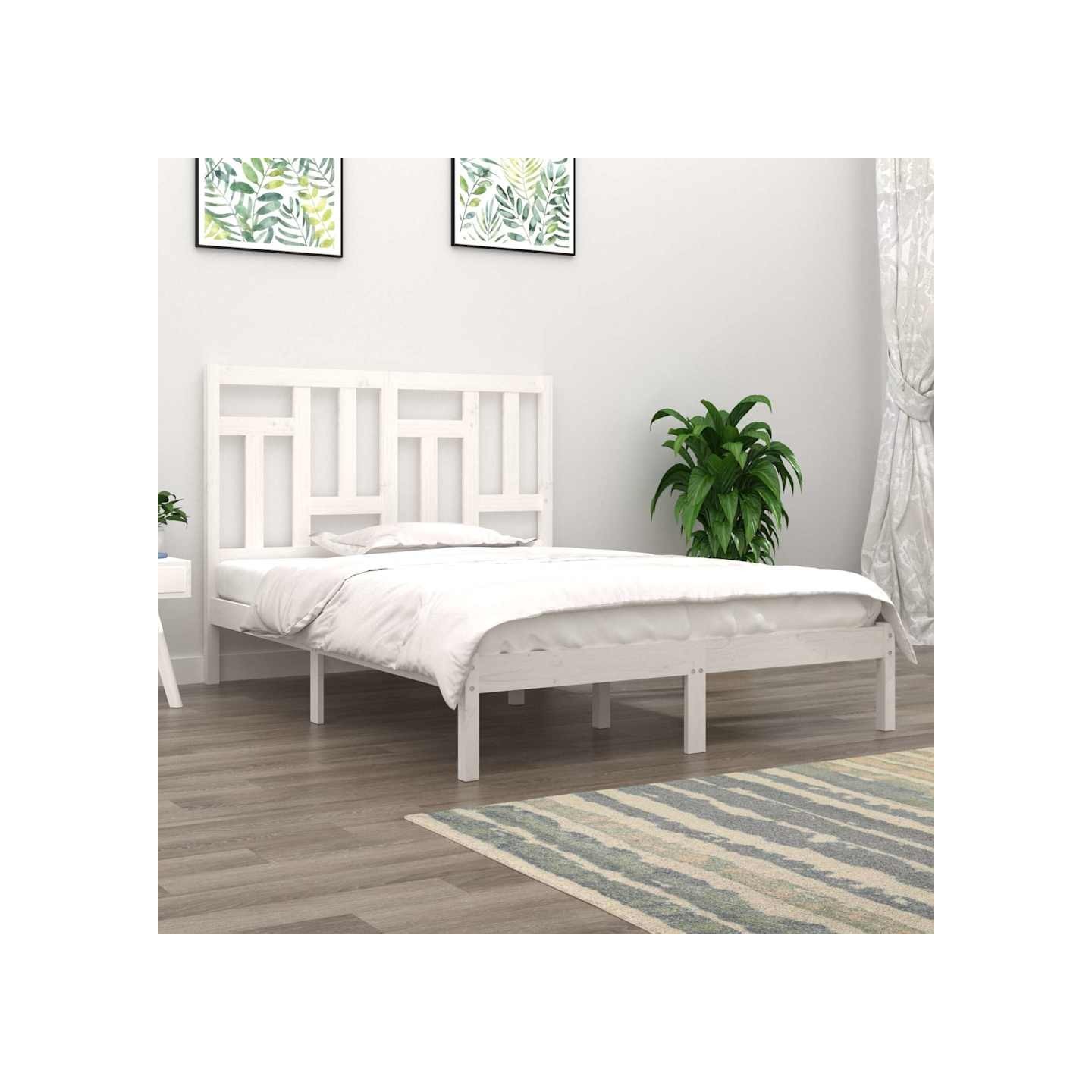 Cadre de lit sans matelas blanc 140x200 cm bois de pin massif