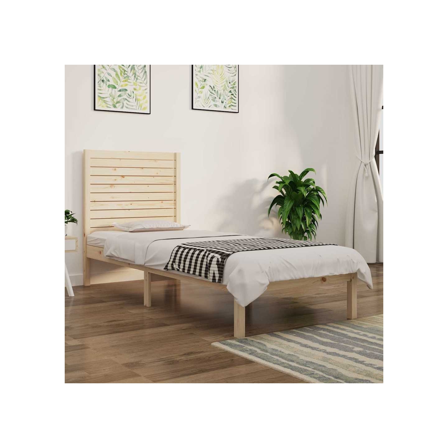 Cadre de lit sans matelas 75x190 cm bois massif