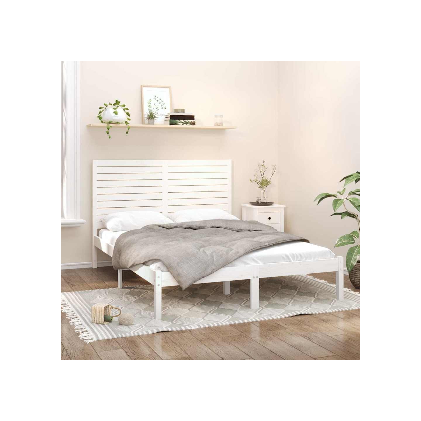Cadre de lit sans matelas blanc 120x200 cm bois massif