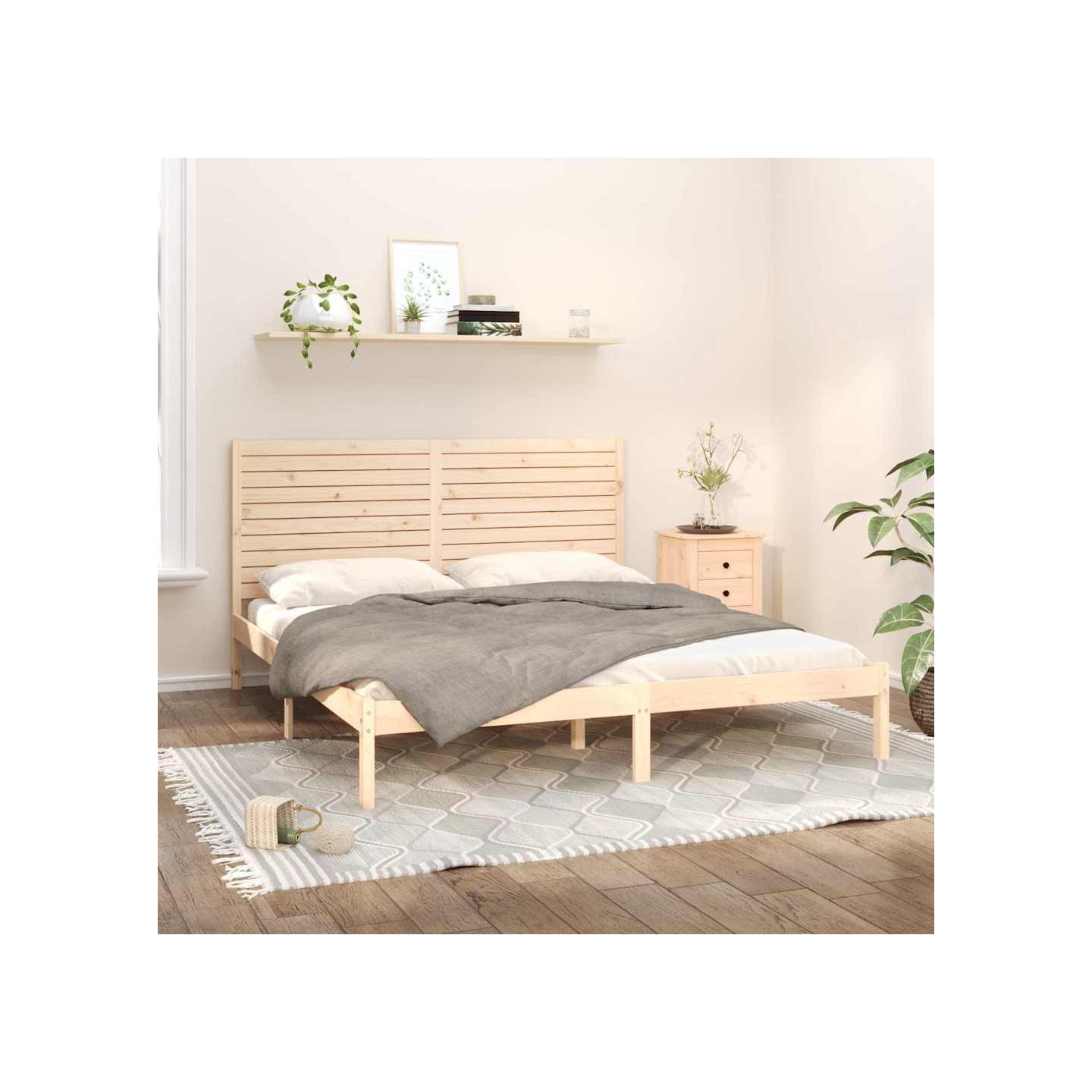 Cadre de lit sans matelas 180x200 cm bois massif