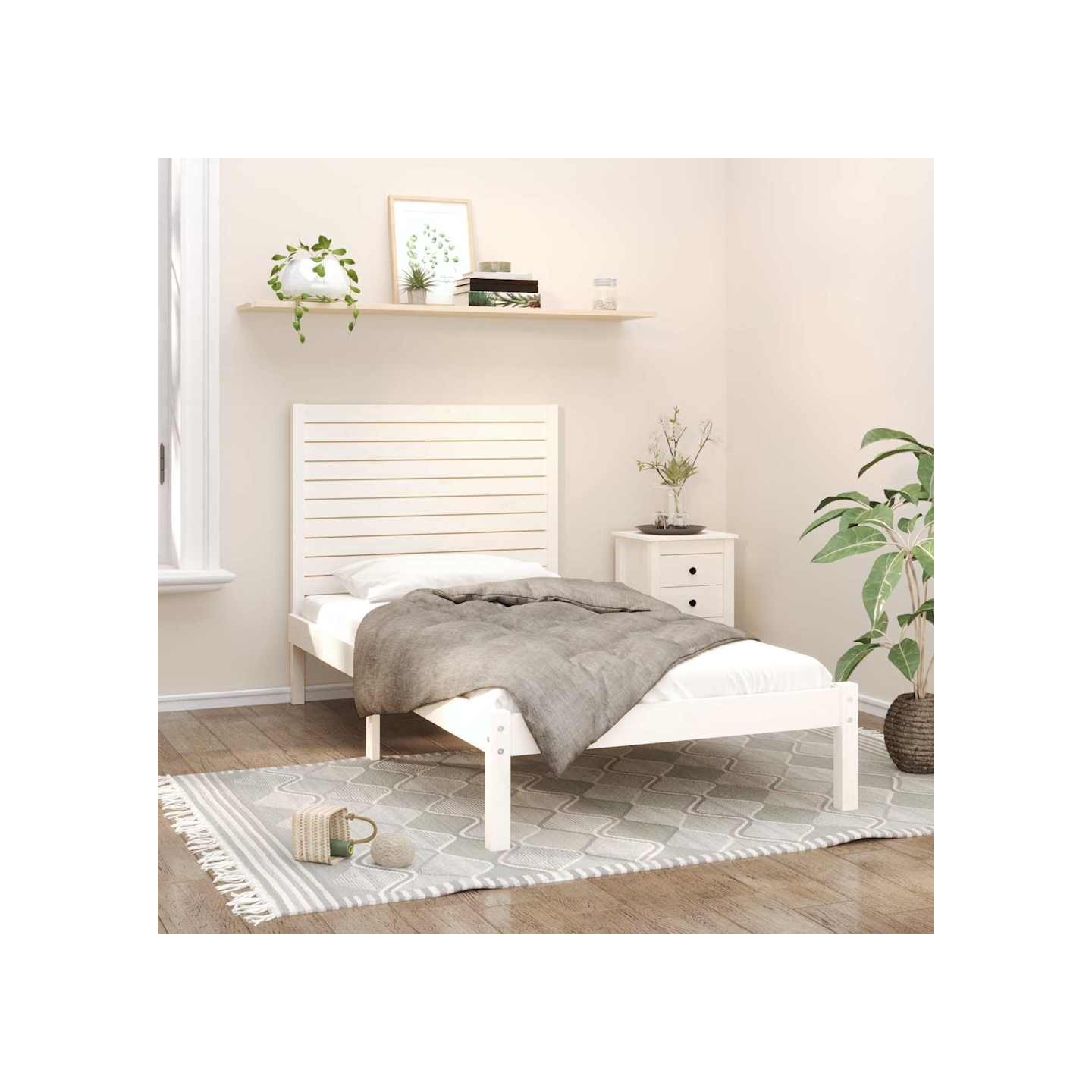Cadre de lit sans matelas blanc 90x200 cm bois massif