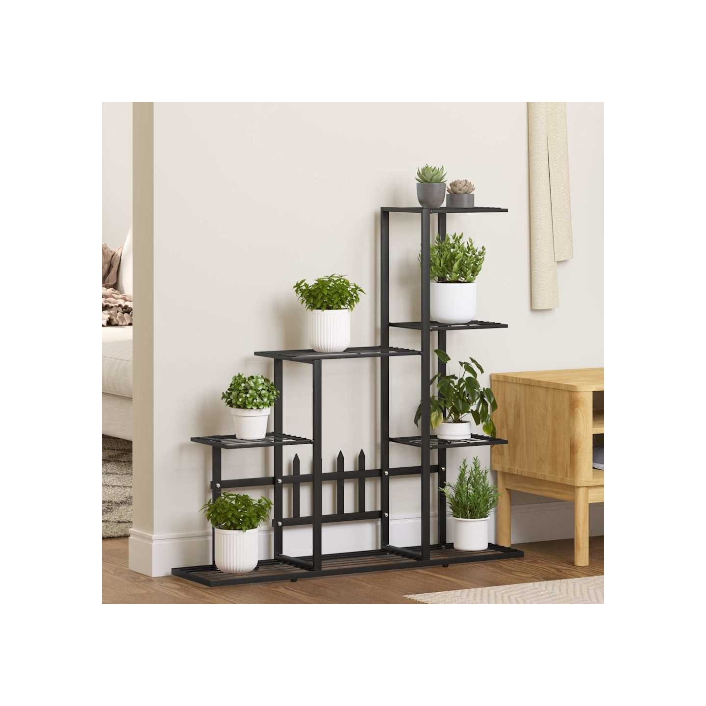 Support pour plantes 94,5x25x88 cm Noir Métal