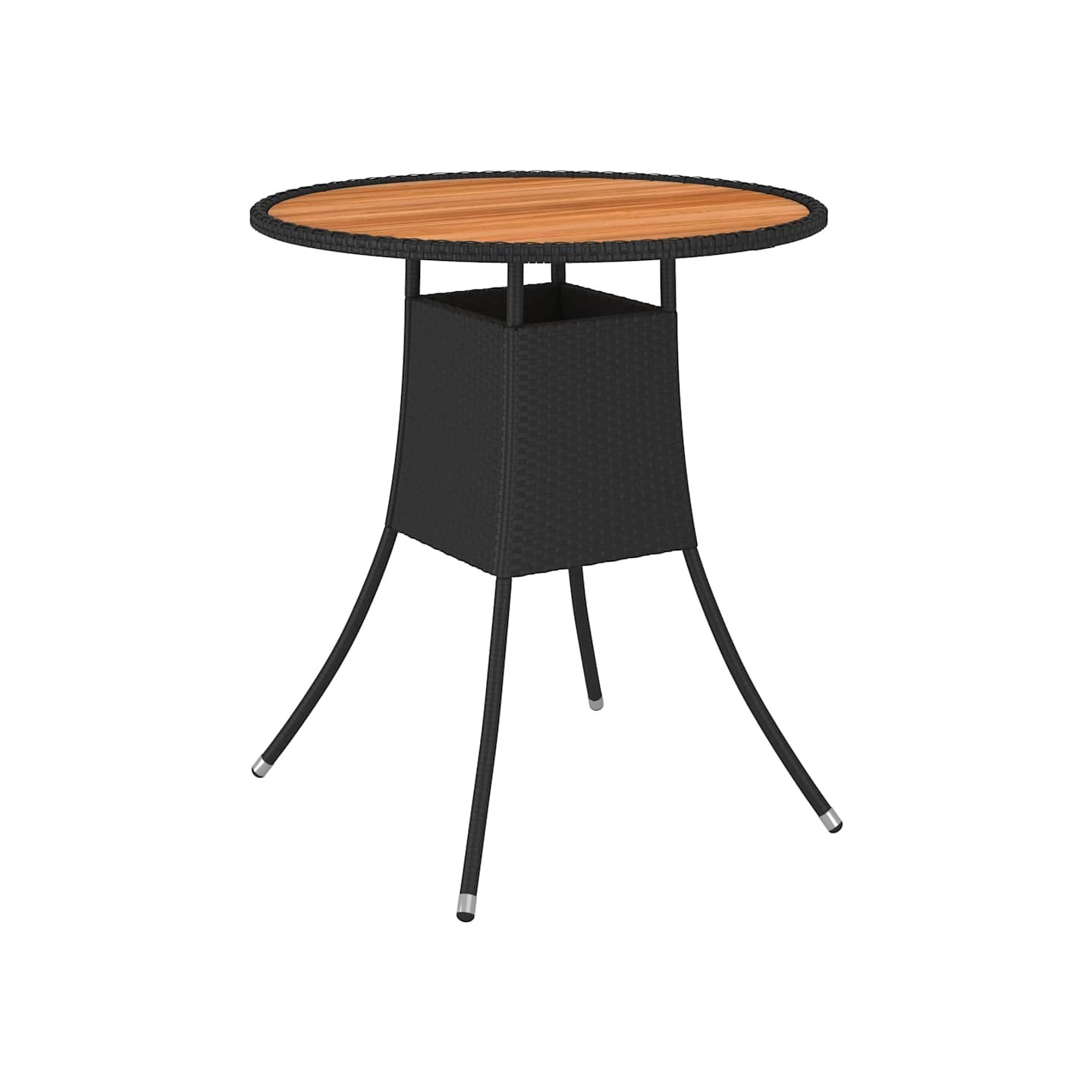 Table à dîner de jardin Noir Ø 70 cm Résine tressée et acacia