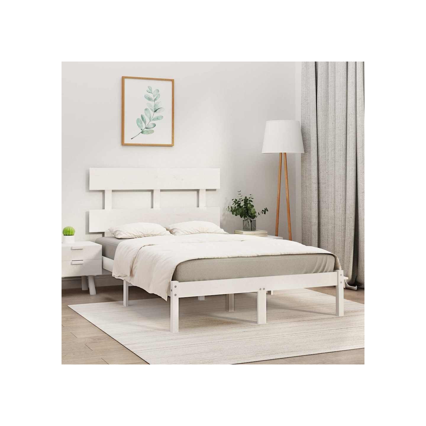 Cadre de lit sans matelas blanc 120x200 cm bois massif