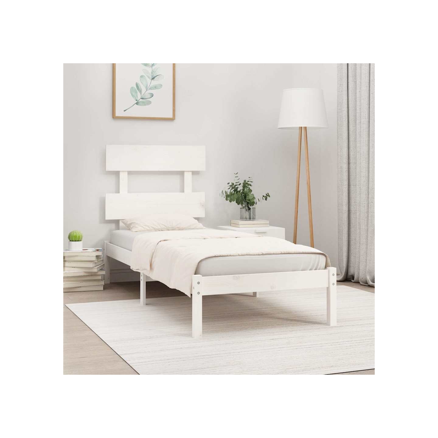 Cadre de lit sans matelas blanc 90x200 cm bois massif
