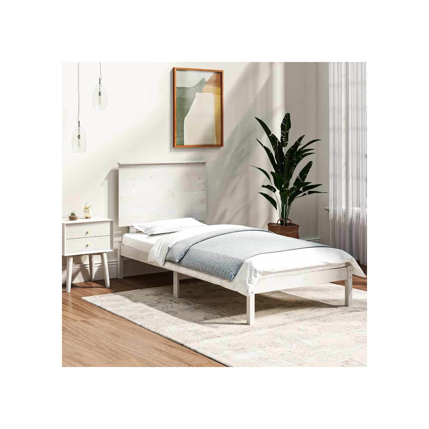 Cadre de lit sans matelas blanc 100x200 cm bois de pin massif