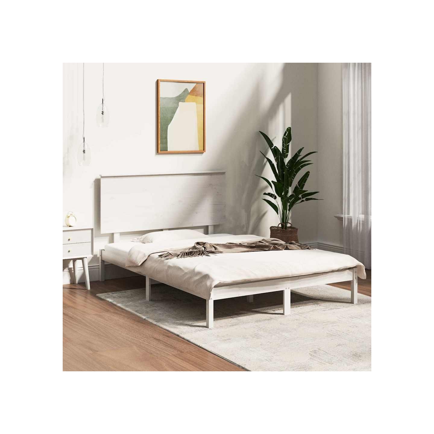 Cadre de lit sans matelas blanc 120x200 cm bois de pin massif