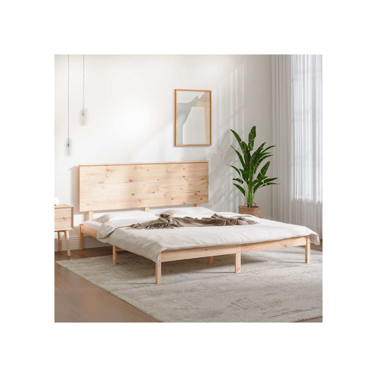 Cadre de lit sans matelas 150x200 cm bois massif