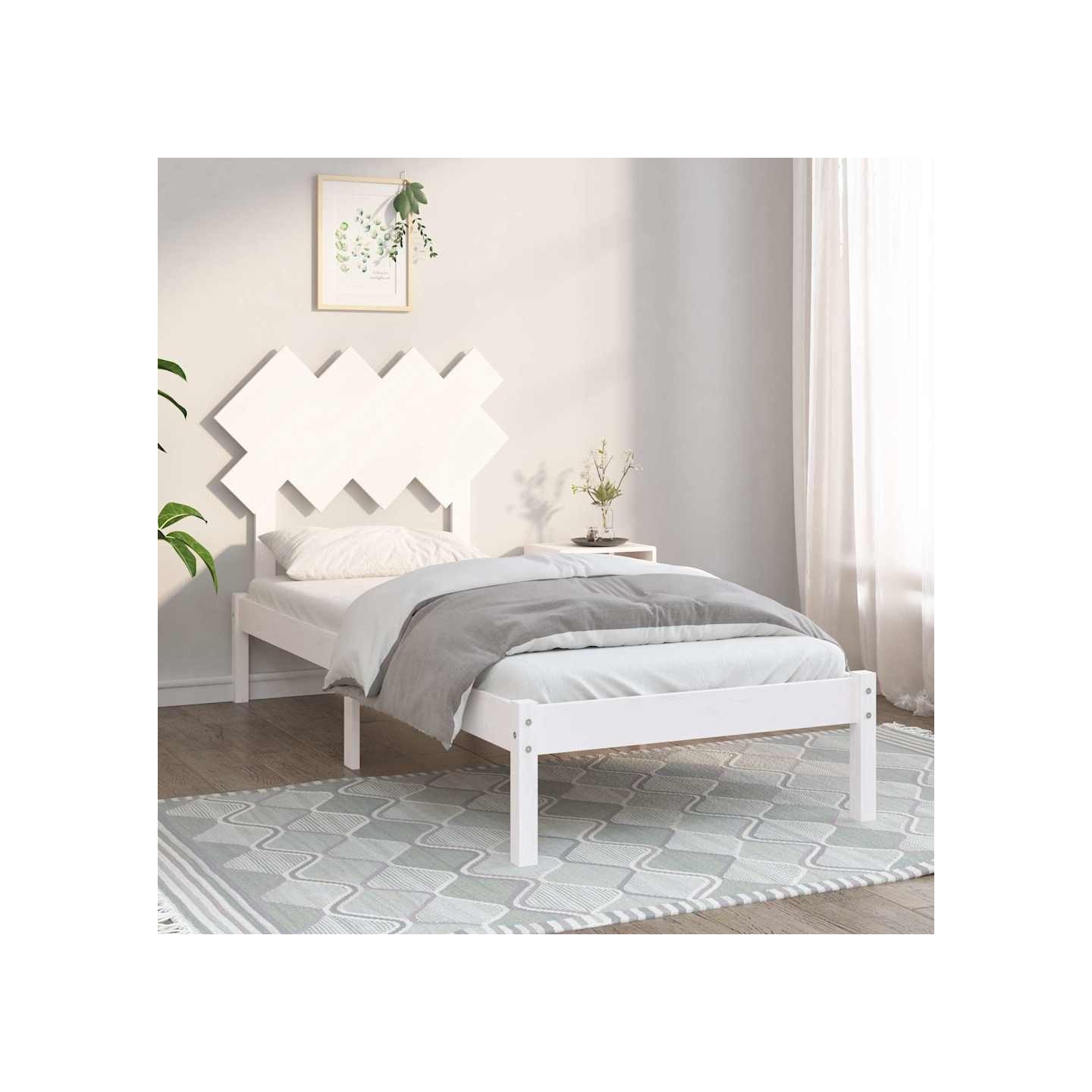 Cadre de lit sans matelas blanc 90x200 cm bois massif