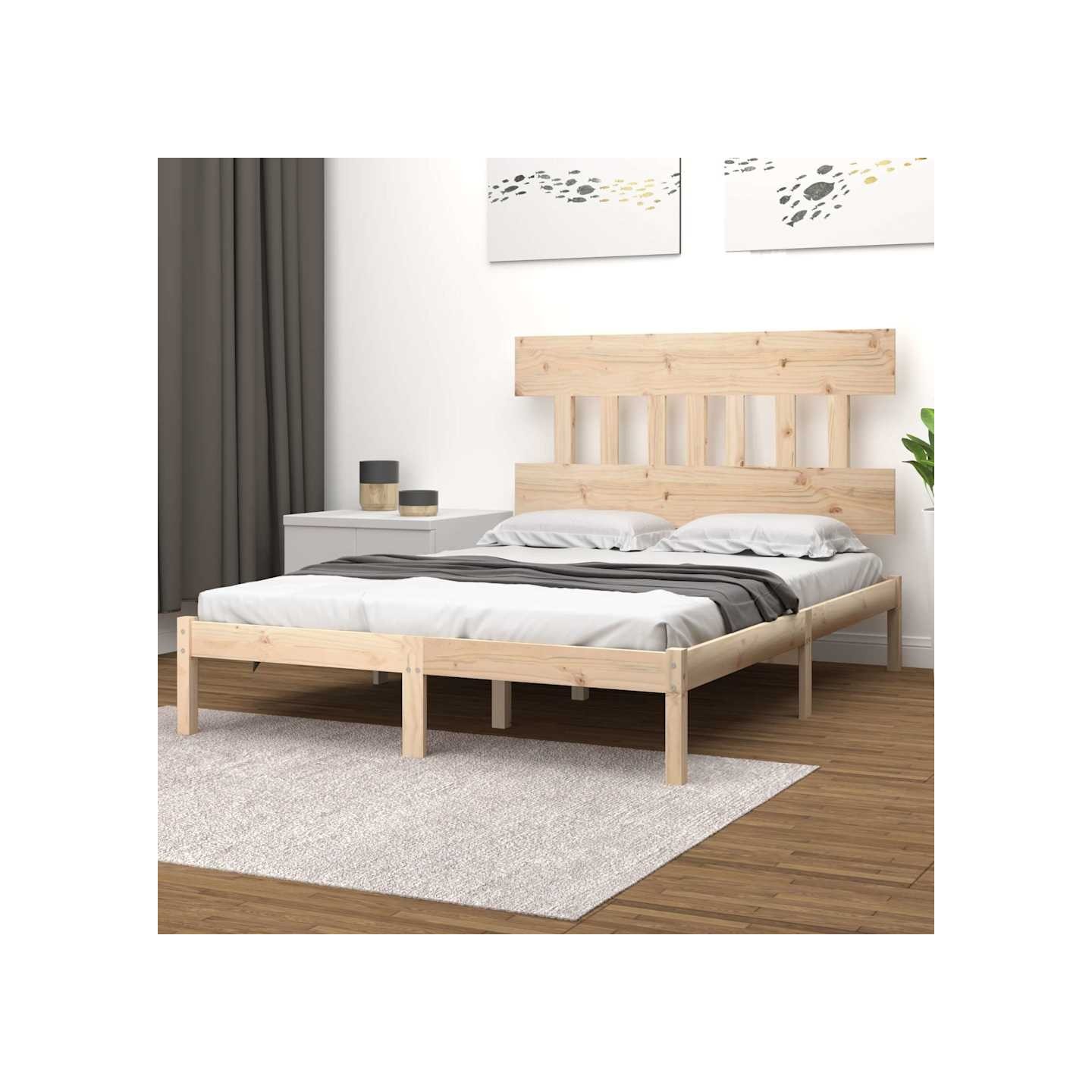 Cadre de lit sans matelas 150x200 cm bois massif
