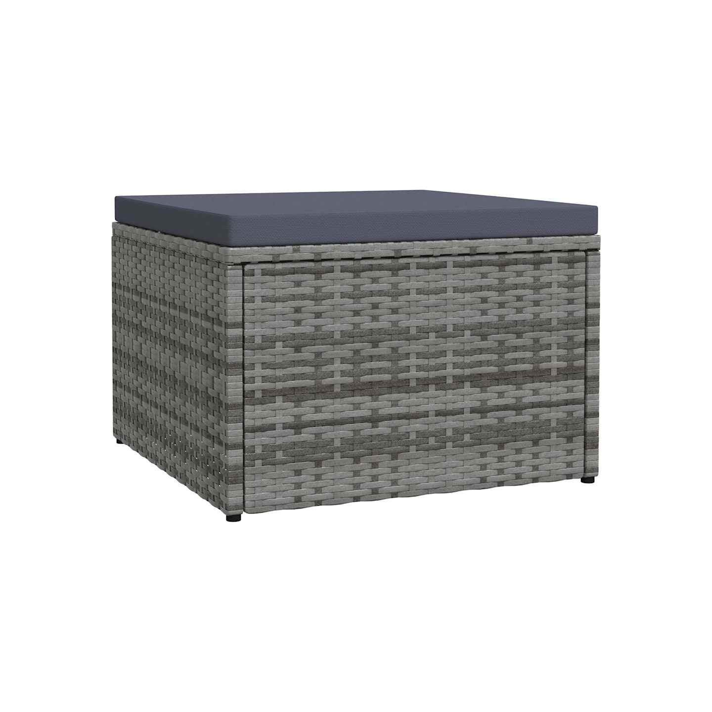 Tabouret de jardin avec coussin Gris Résine tressée