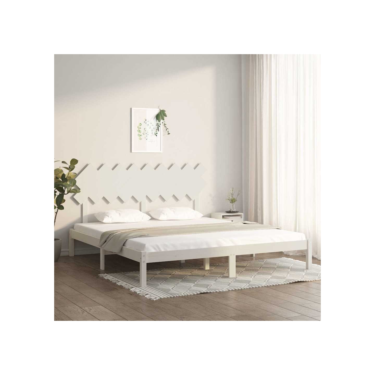 Cadre de lit sans matelas blanc 180x200 cm bois massif
