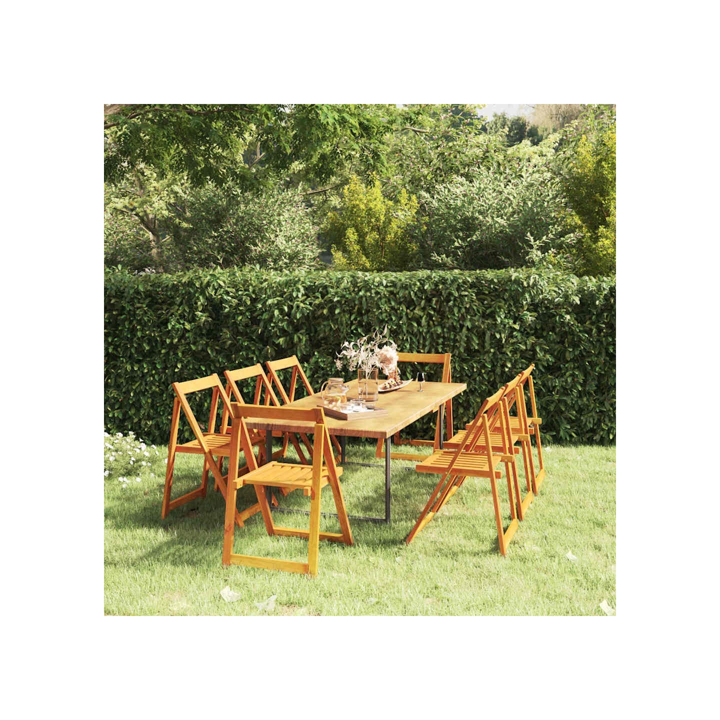 Chaises pliantes 8 pièces en bois massif d'acacia