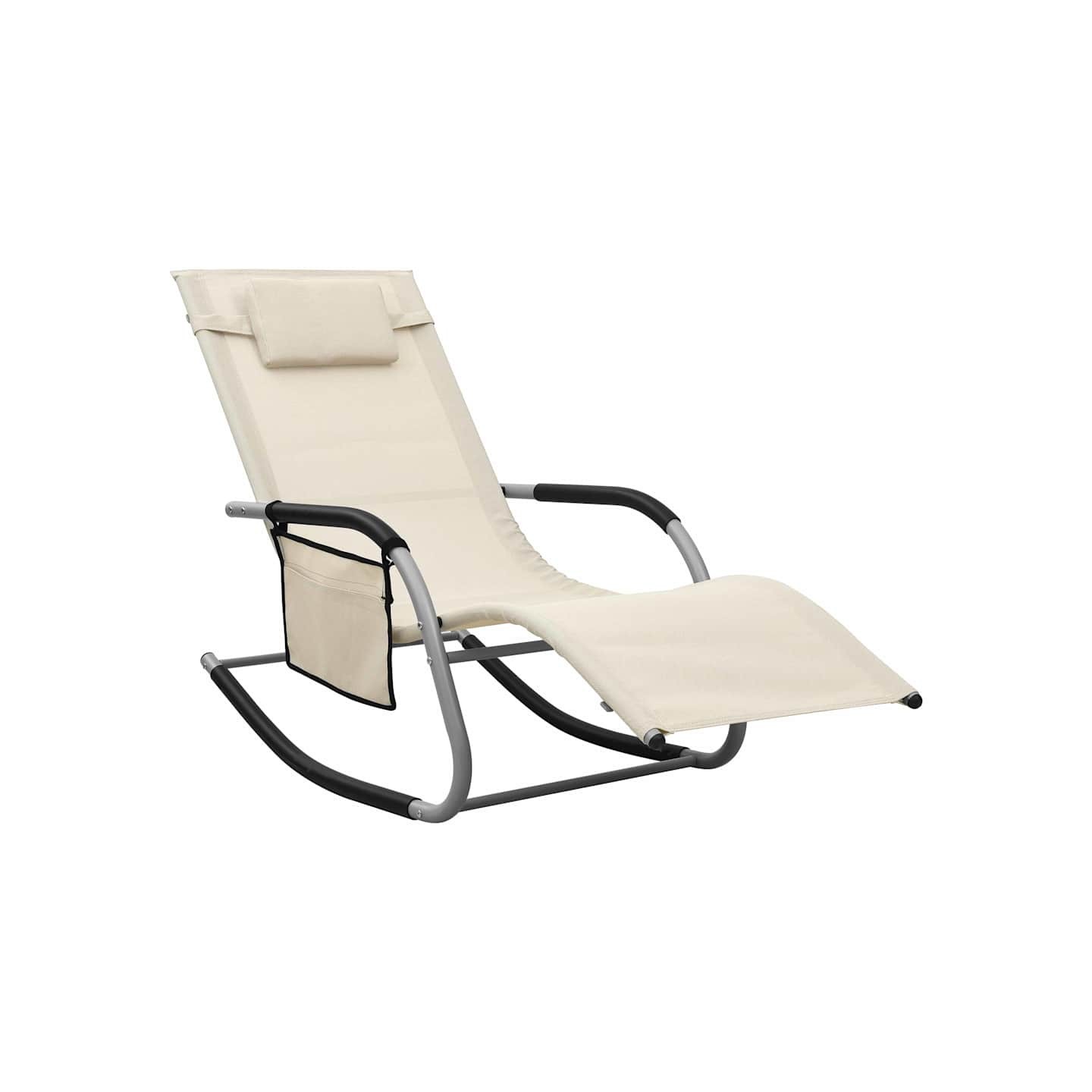 Chaise longue textilène crème et gris
