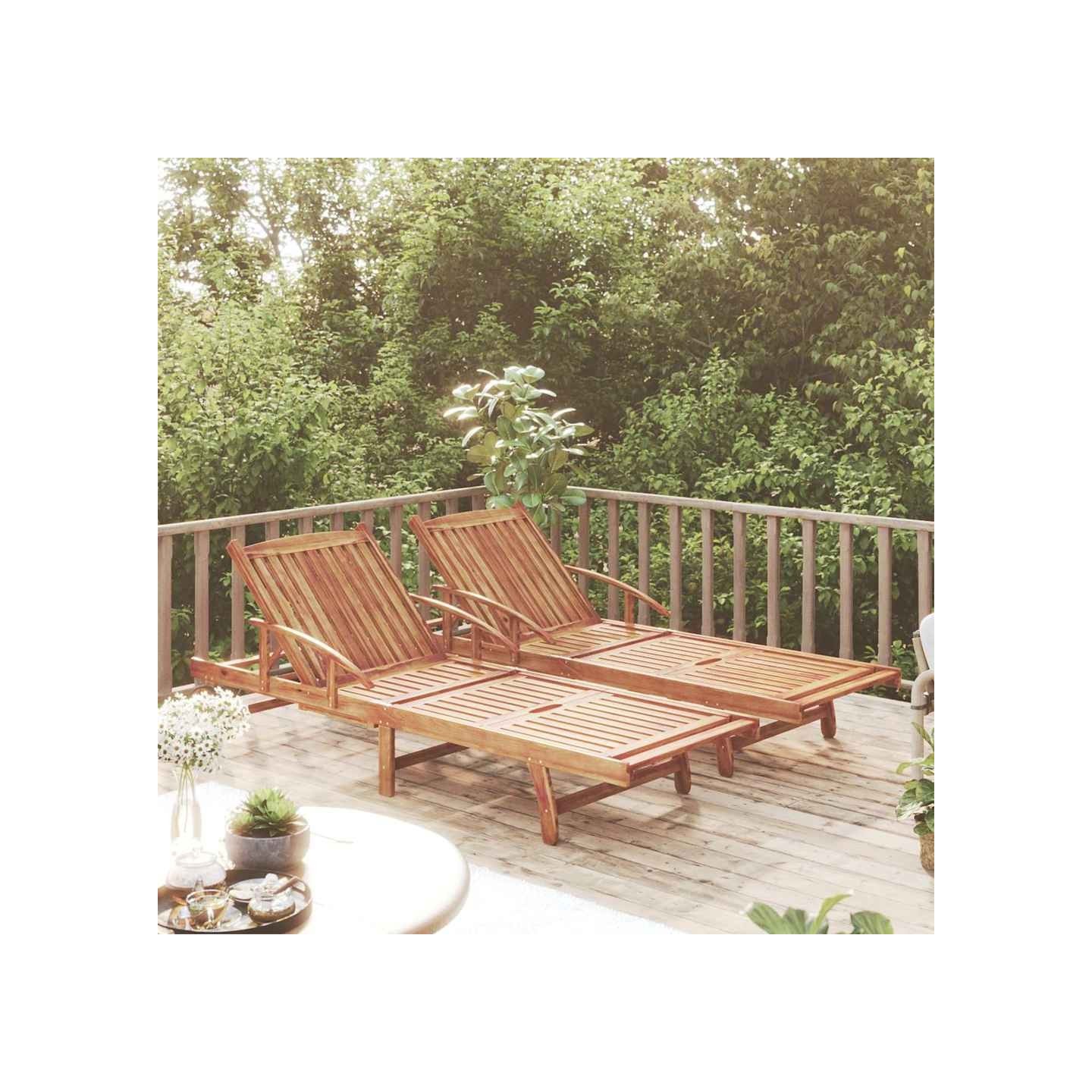 Chaises longues lot de 2 Bois d'acacia solide