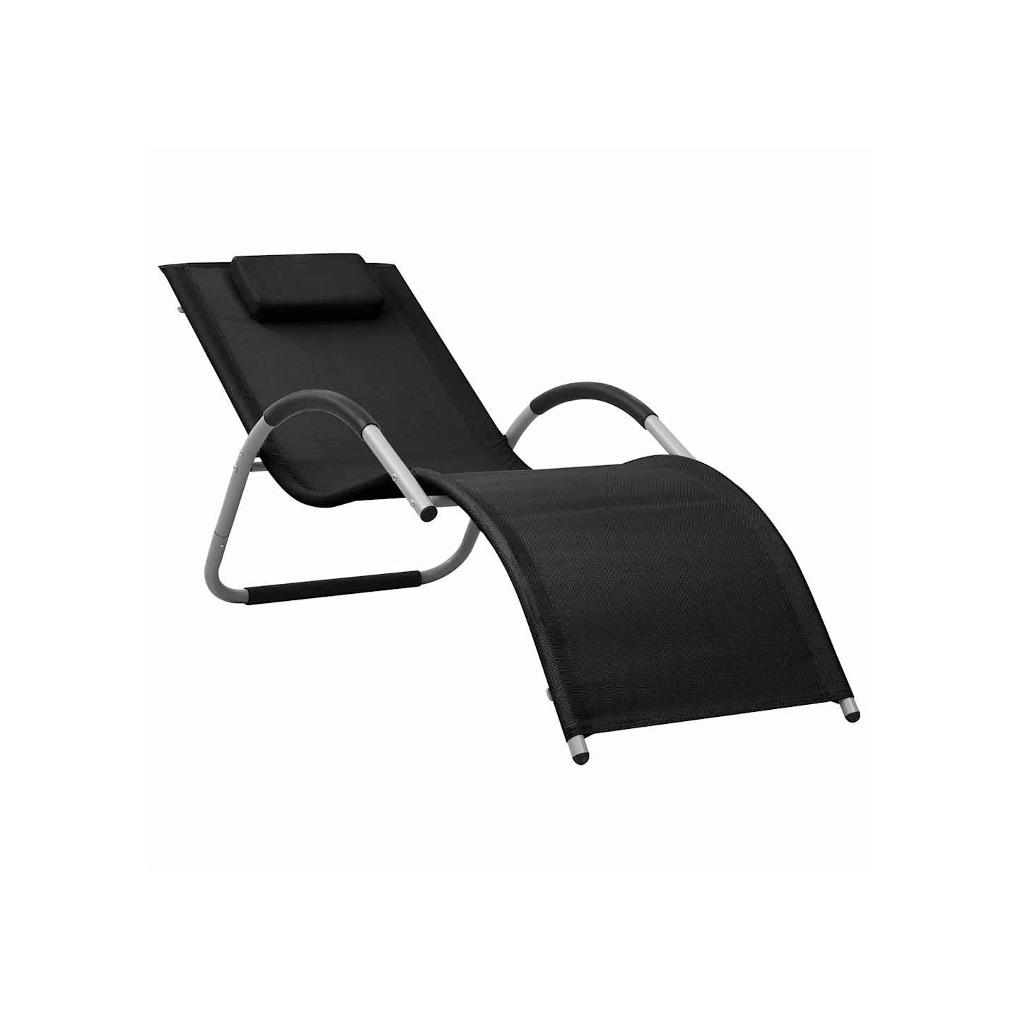 Chaise longue textilène noir et gris