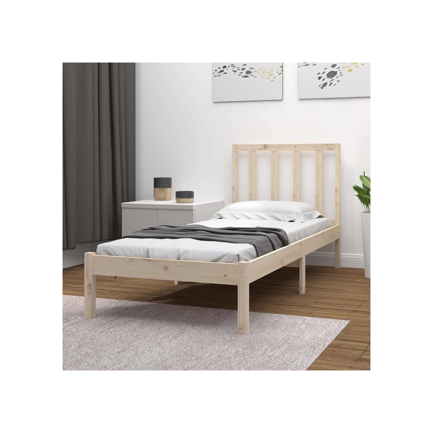 Cadre de lit sans matelas 75x190 cm bois de pin massif