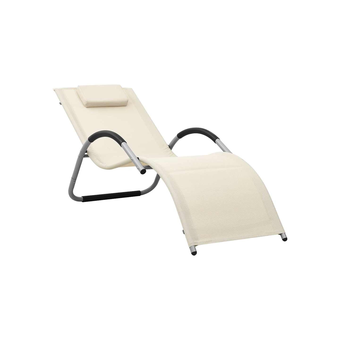 Chaise longue textilène crème et gris