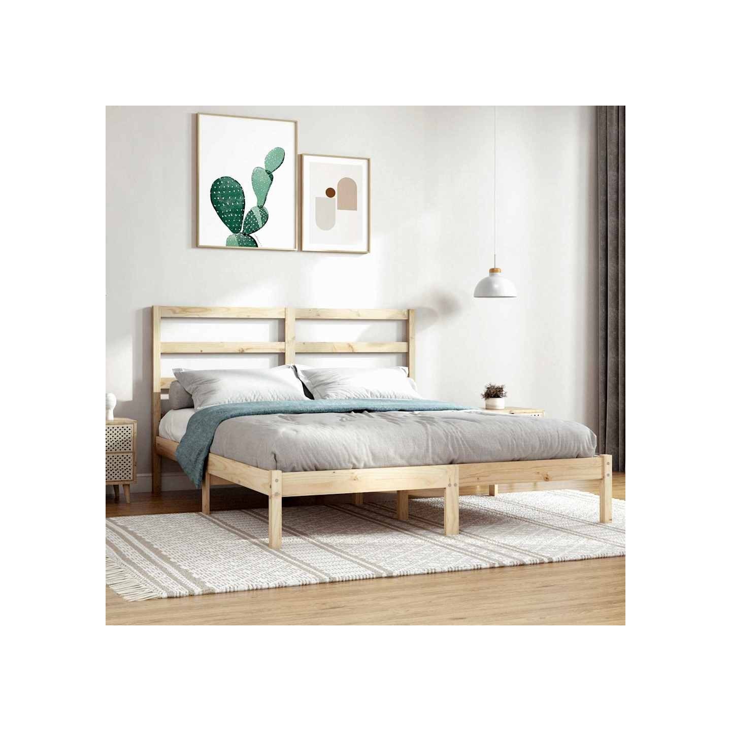 Cadre de lit sans matelas 135x190 cm bois massif