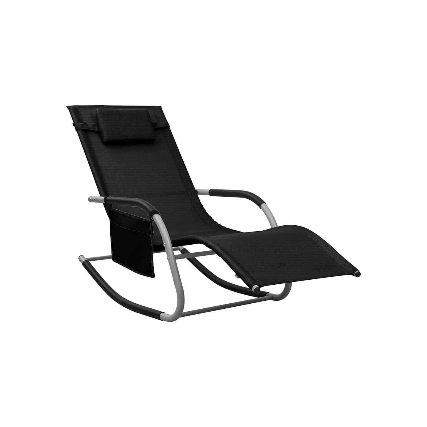 Chaise longue textilène noir et gris