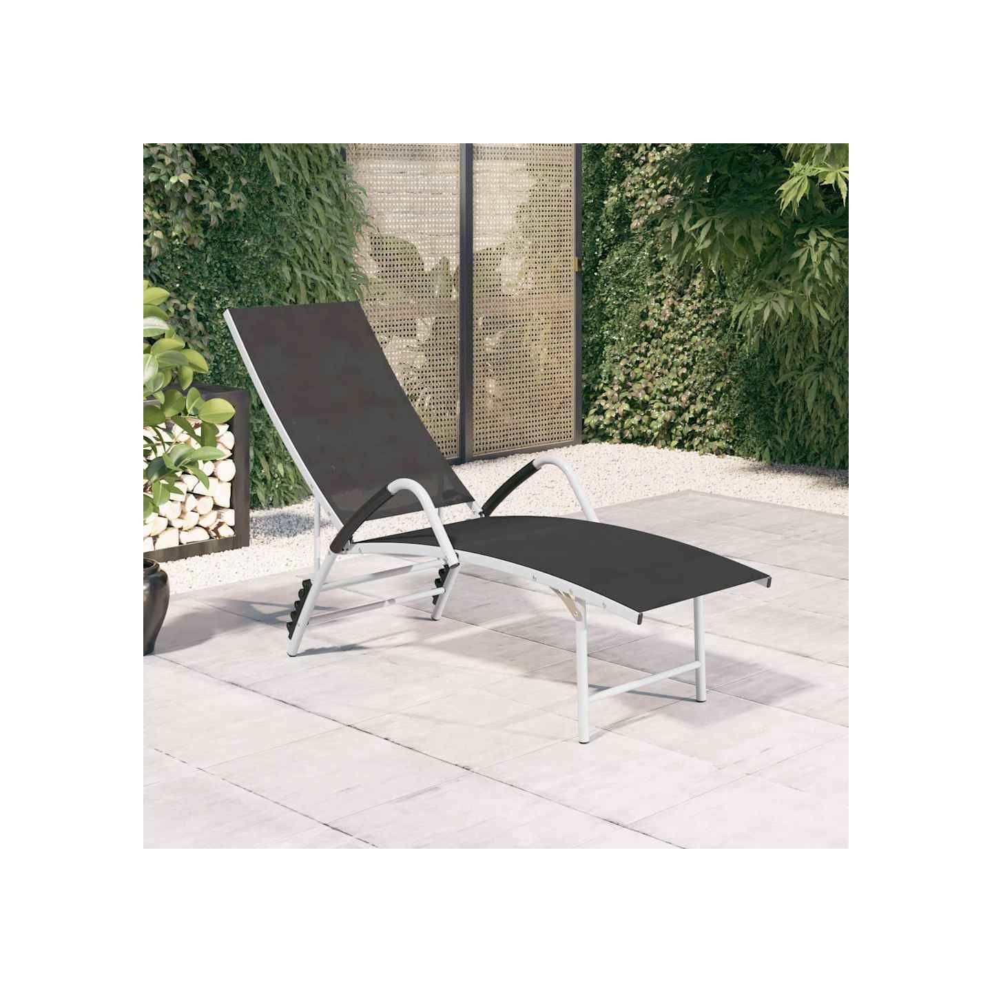 Chaise longue Textilène et aluminium Noir