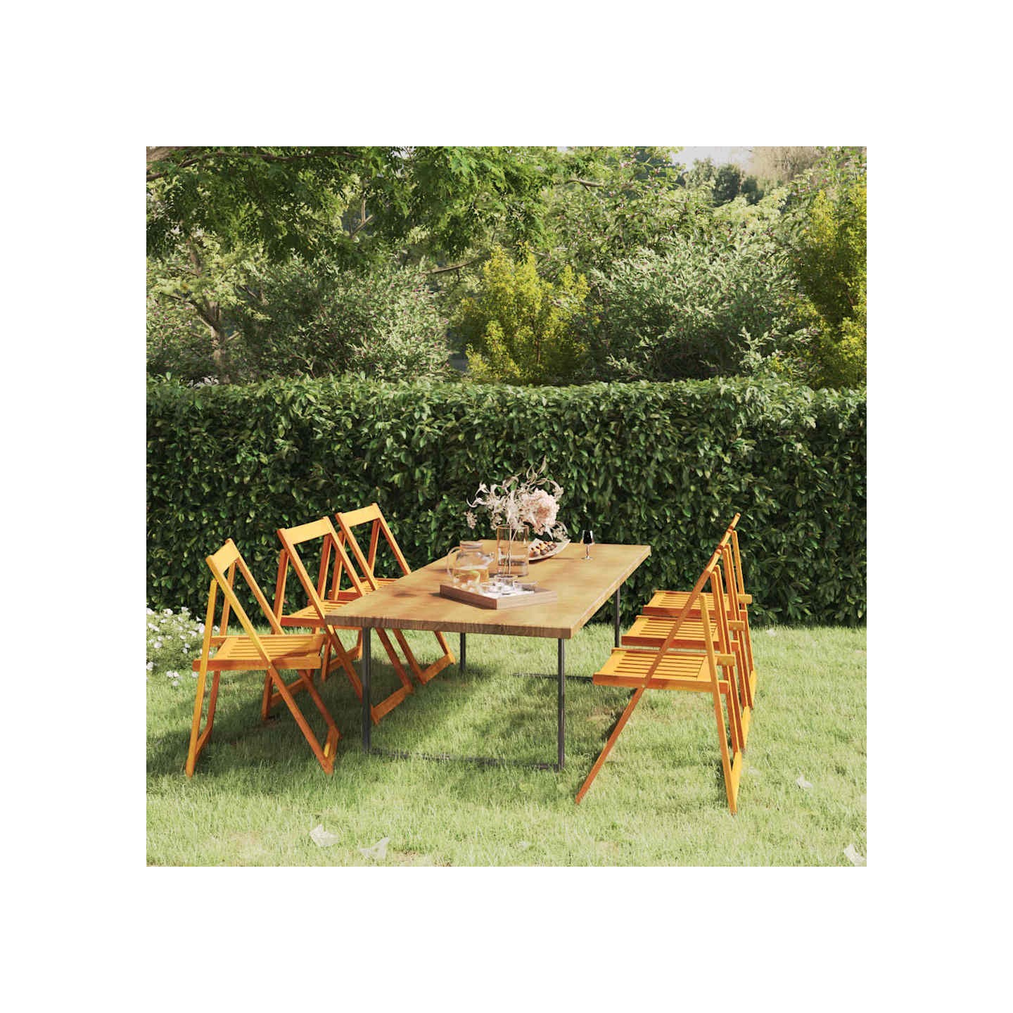 Chaises pliantes 6 pièces en bois massif d'acacia