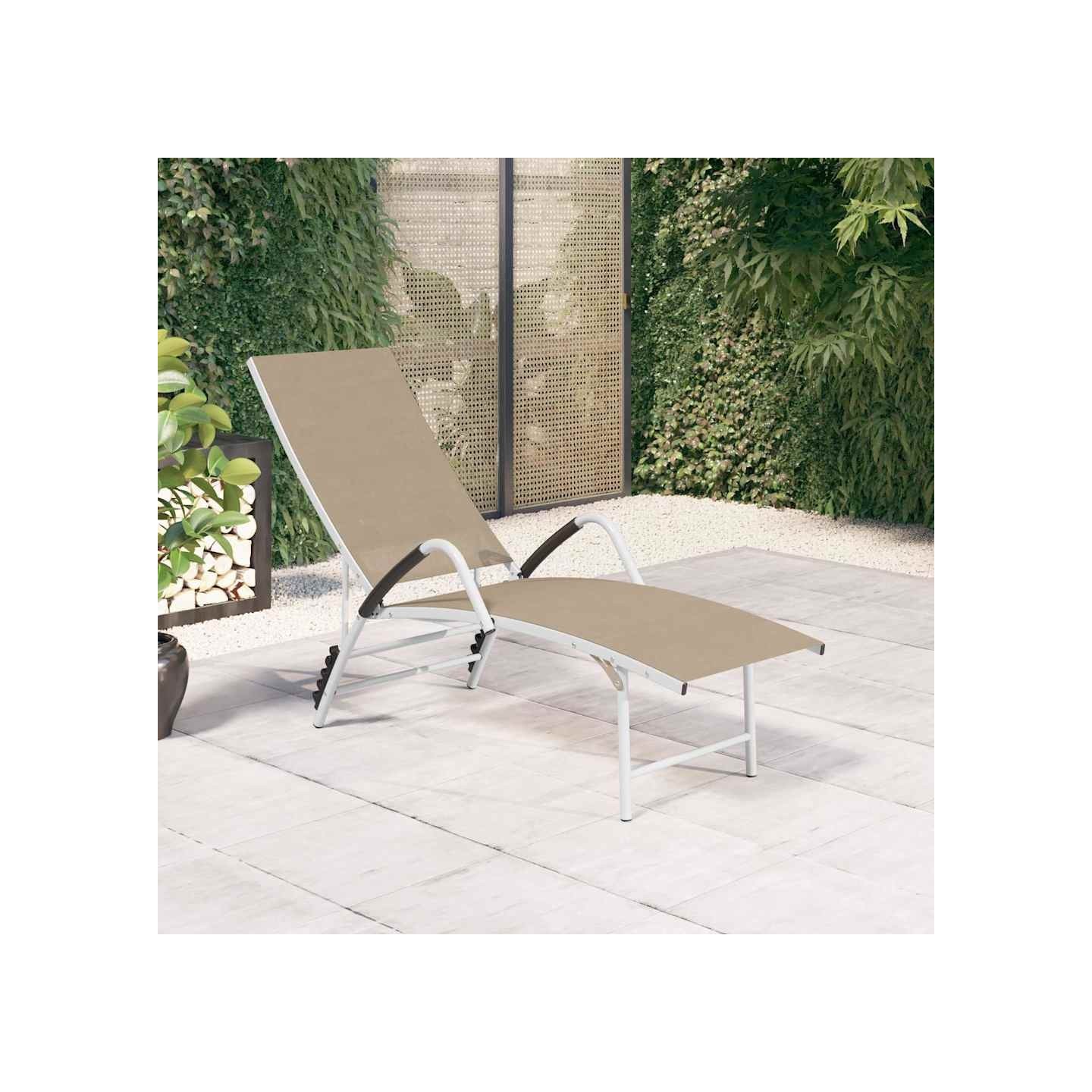 Chaise longue Textilène et aluminium Crème