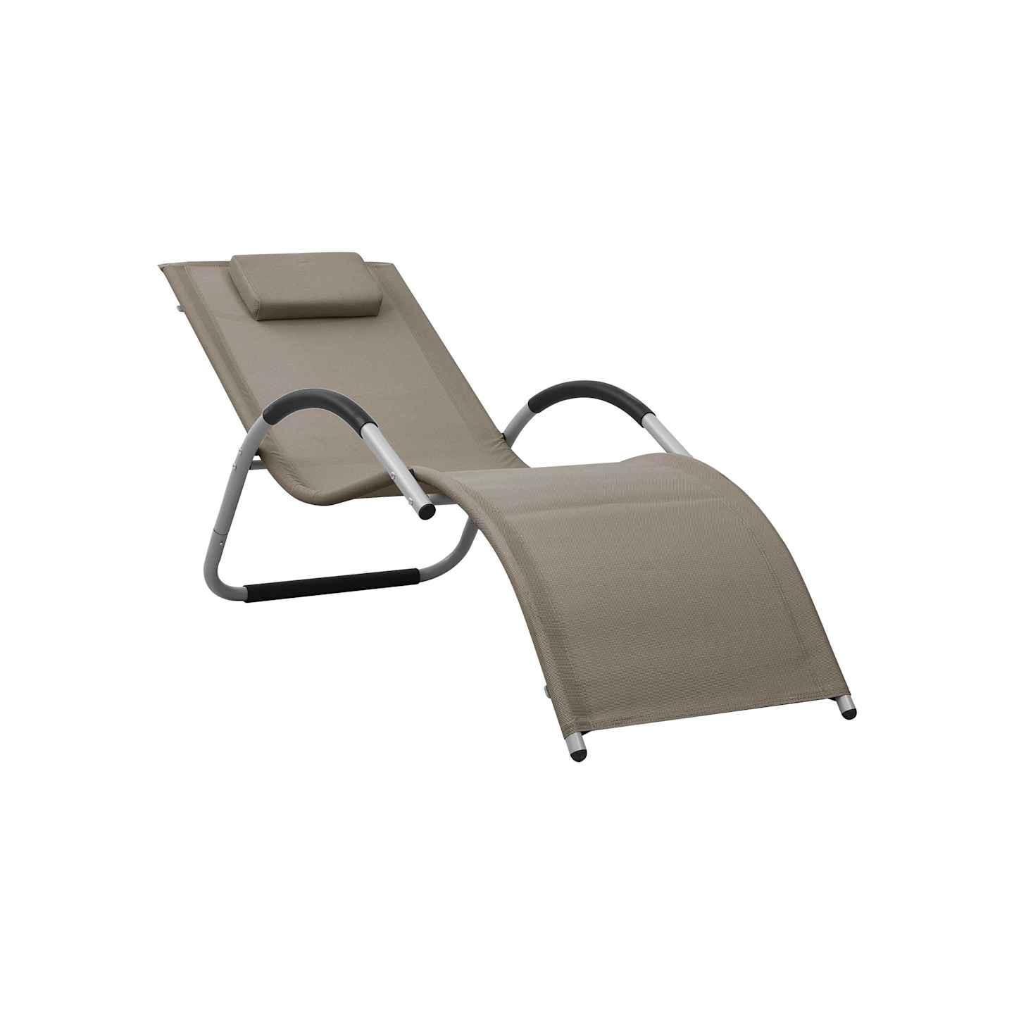 Chaise longue textilène taupe et gris