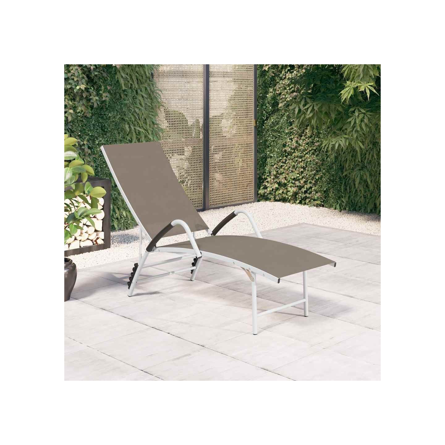 Chaise longue Textilène et aluminium Taupe