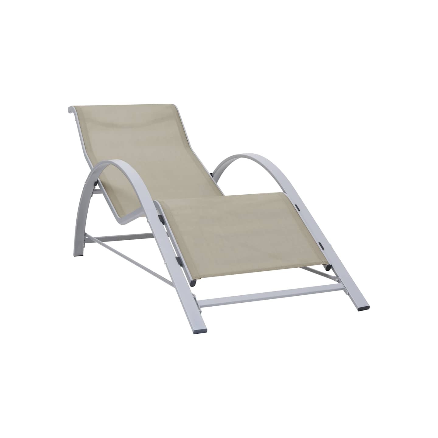 Chaise longue textilène et aluminium crème