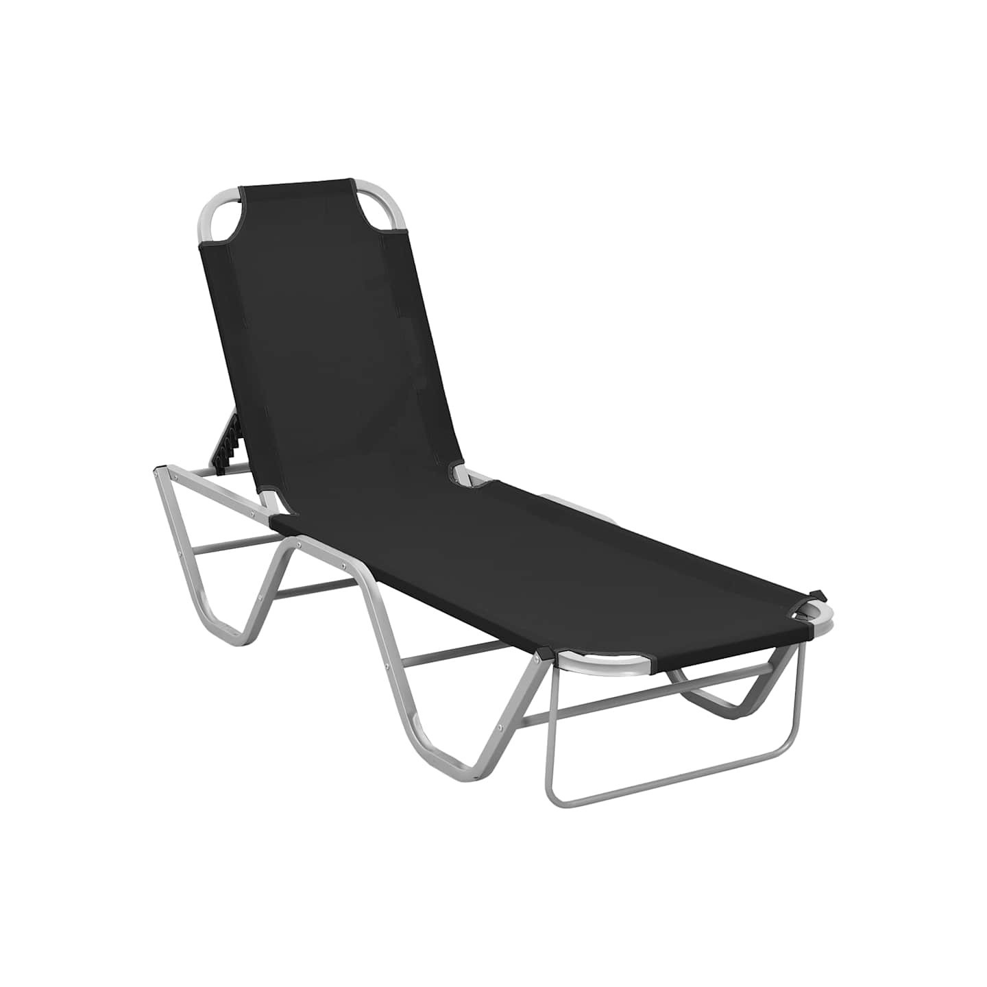 Chaise longue aluminium et textilène noir